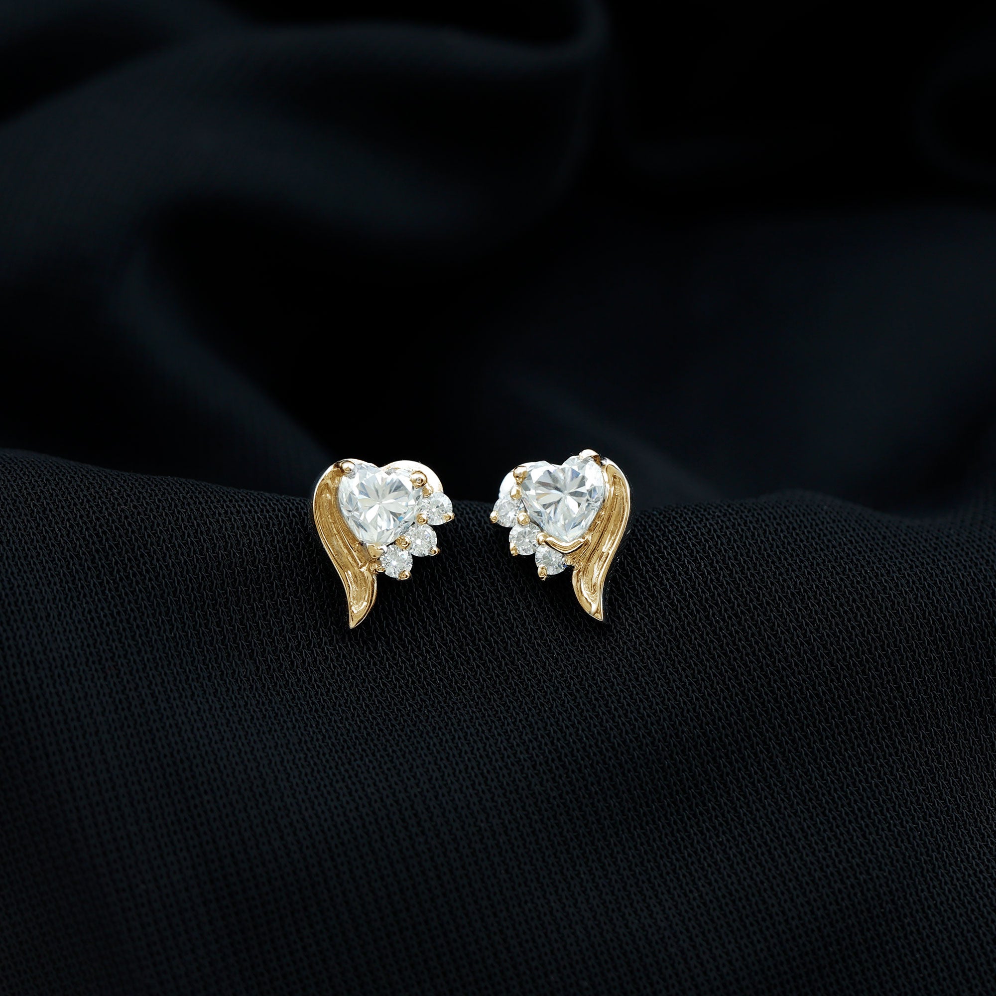 Heart Shape Moissanite Stud Earrings with Screw Back D-VS1 - Rosec Jewels