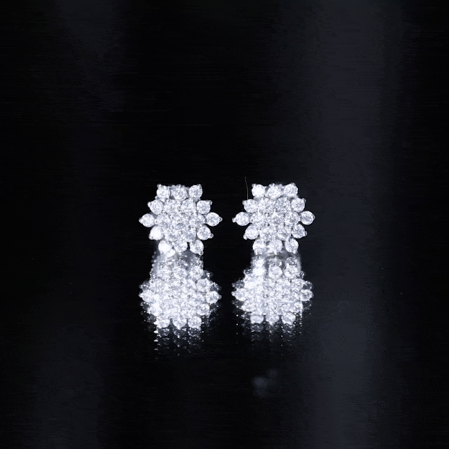 Certified Moissanite Cluster Stud Earrings for Women D-VS1 - Rosec Jewels