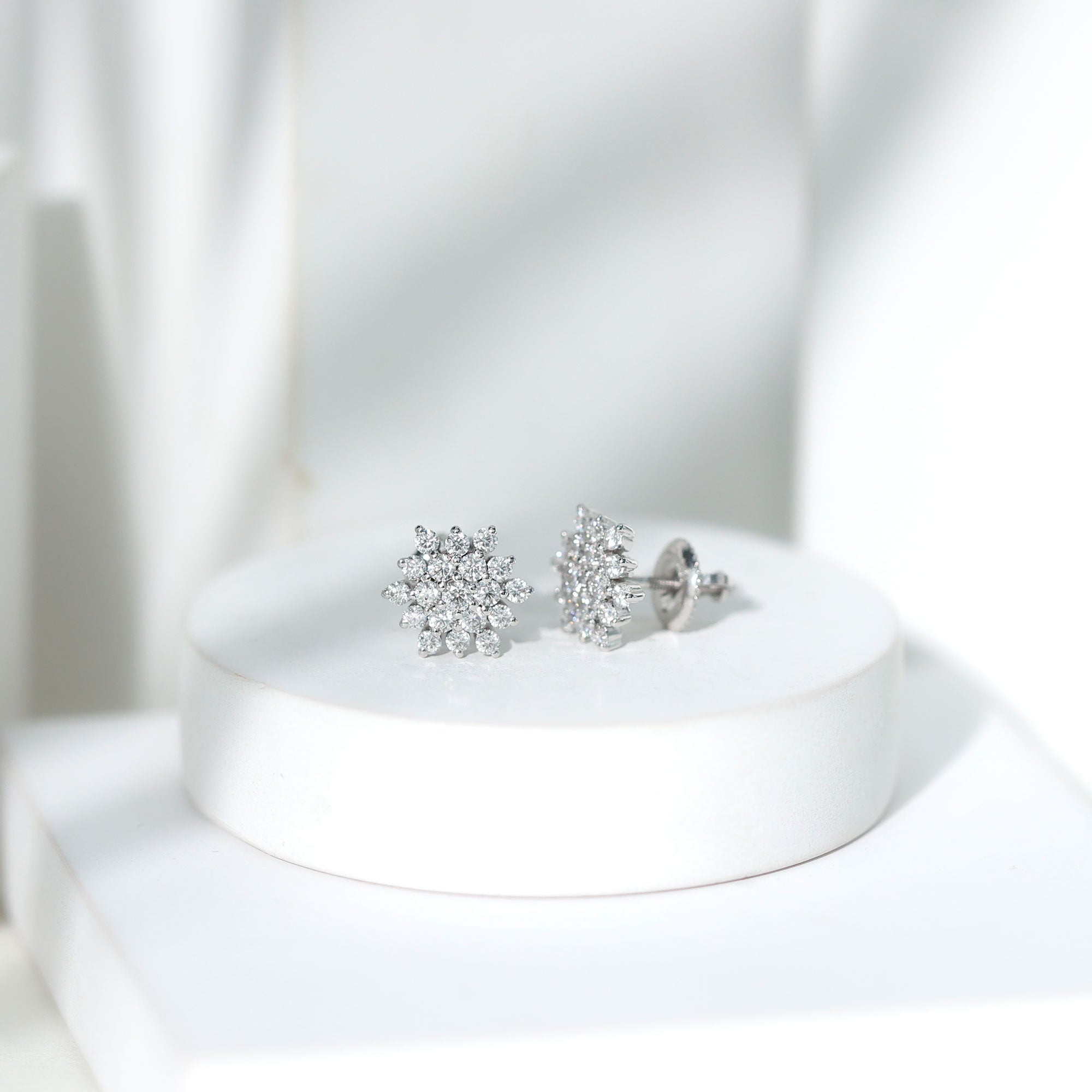 Certified Moissanite Cluster Stud Earrings for Women D-VS1 - Rosec Jewels