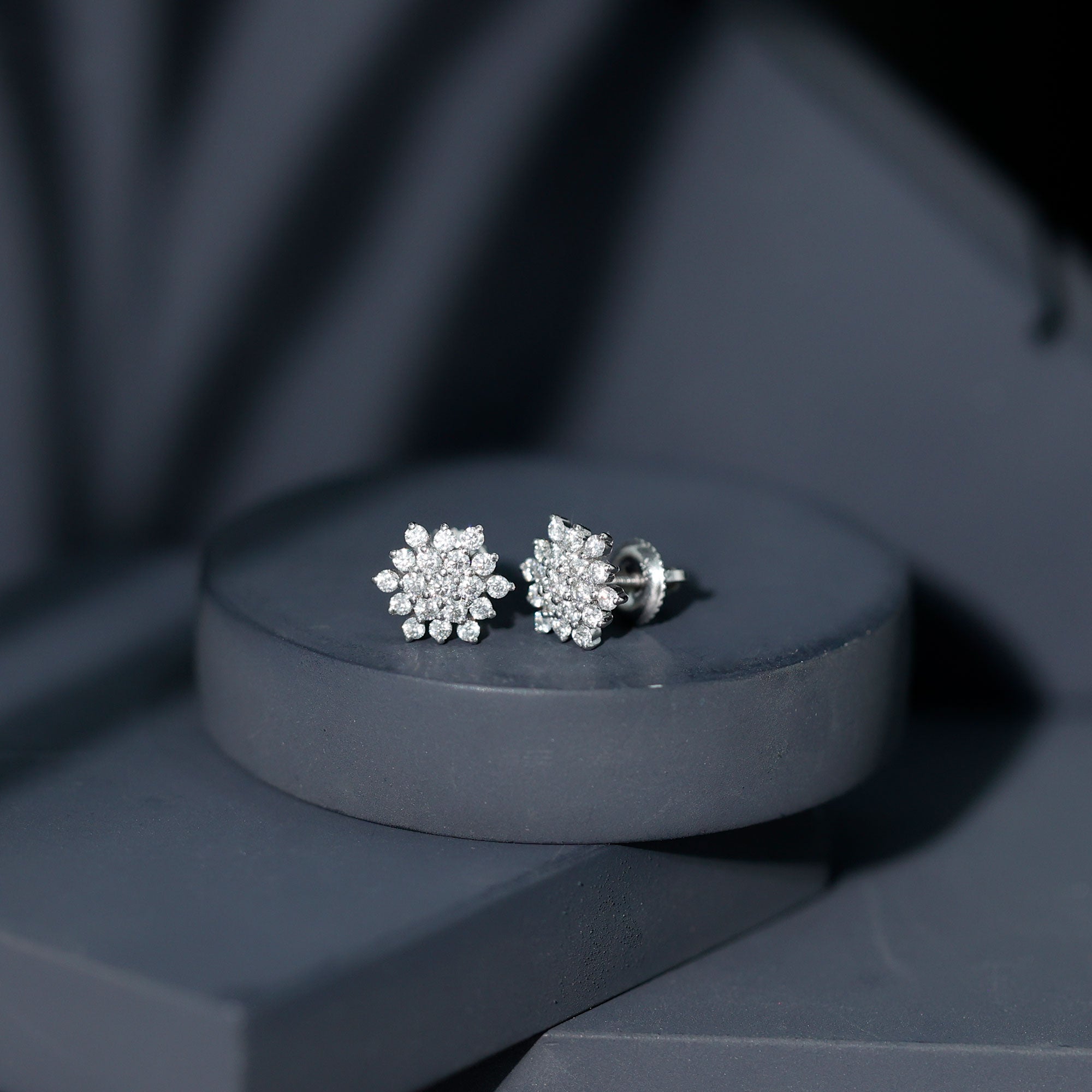 Certified Moissanite Cluster Stud Earrings for Women D-VS1 - Rosec Jewels