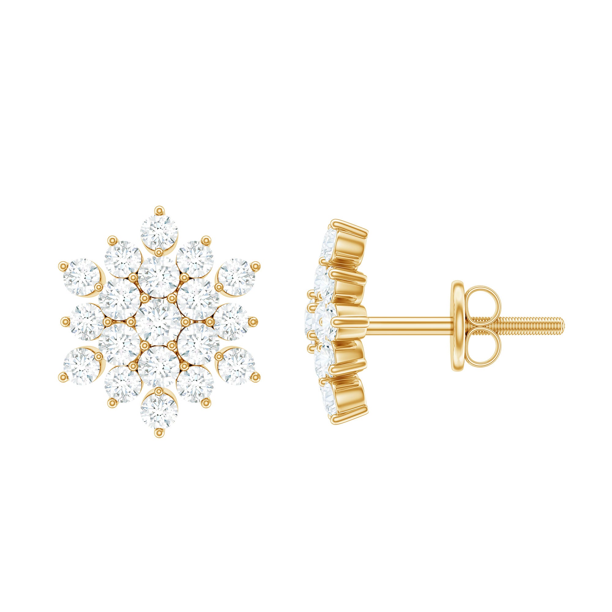 Certified Moissanite Cluster Stud Earrings for Women D-VS1 - Rosec Jewels