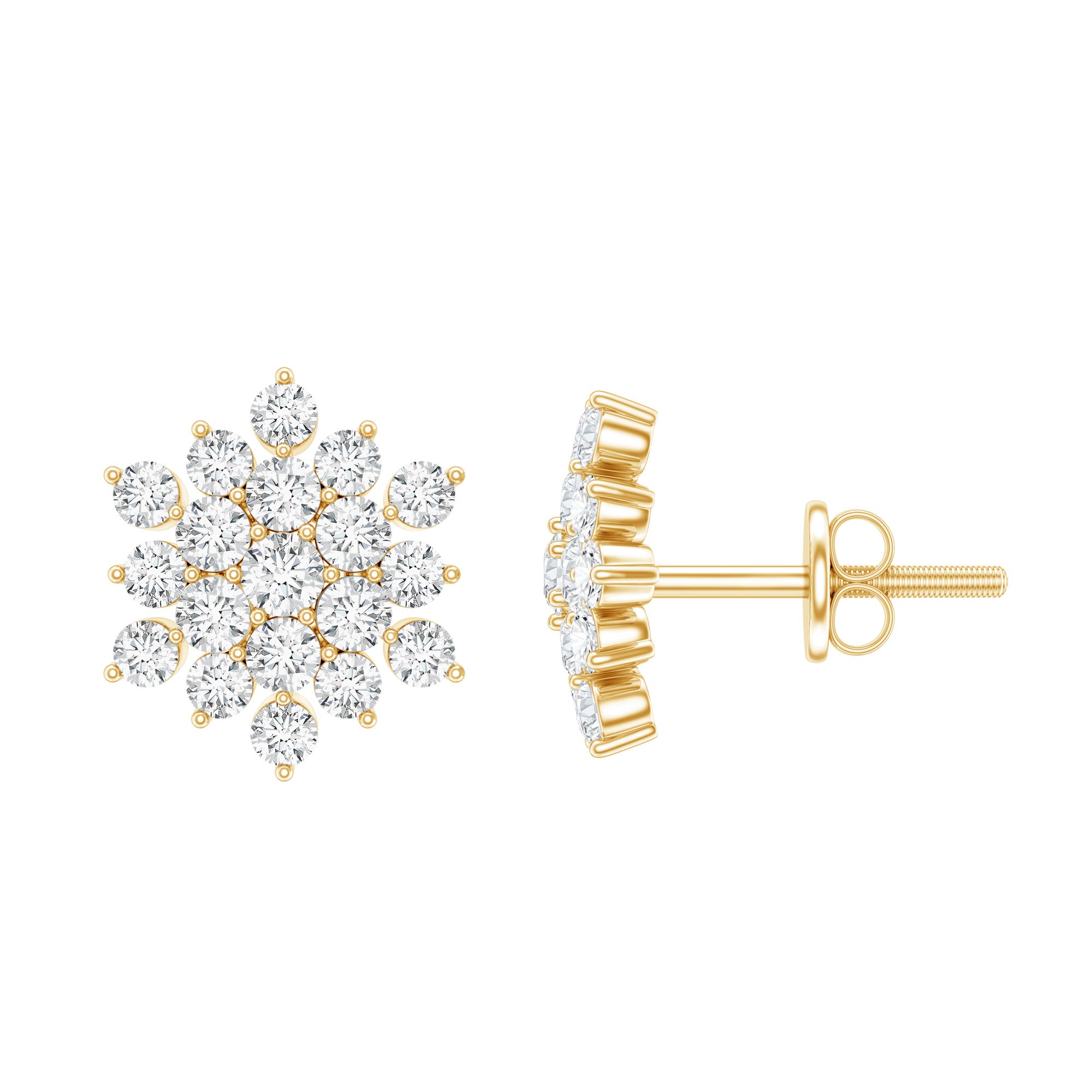 Certified Moissanite Cluster Stud Earrings for Women D-VS1 - Rosec Jewels