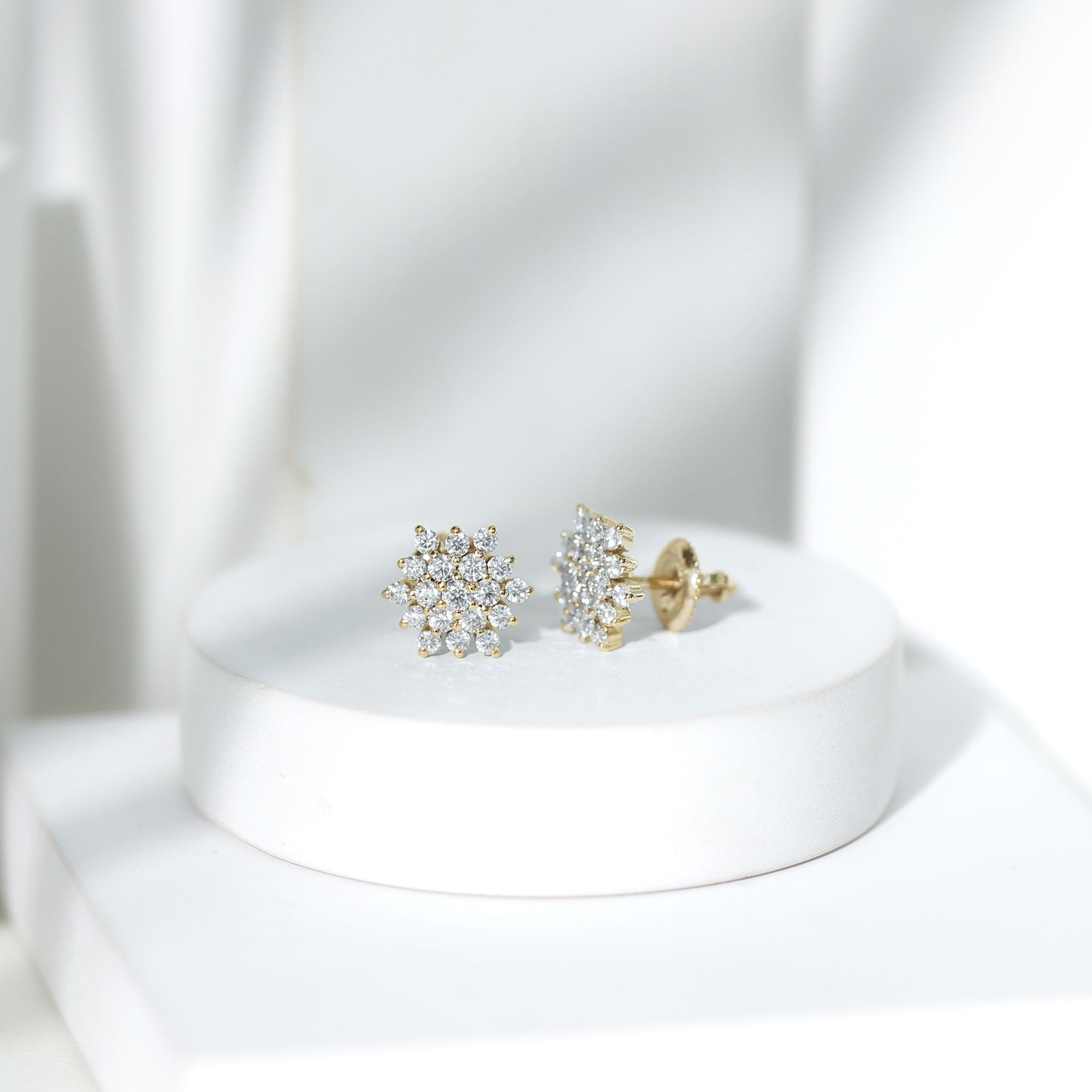 Certified Moissanite Cluster Stud Earrings for Women D-VS1 - Rosec Jewels