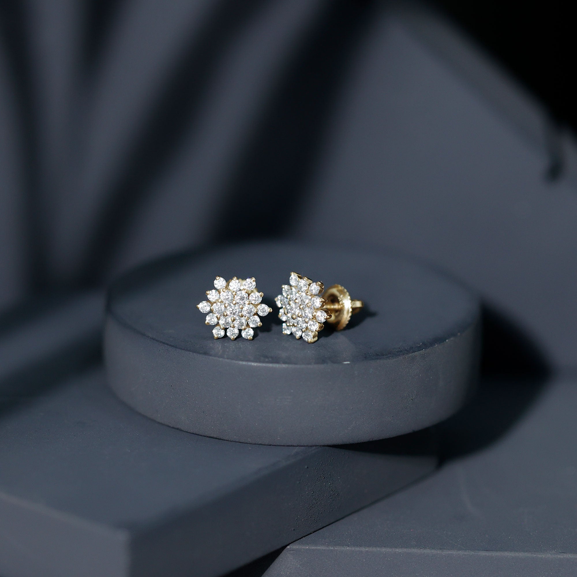 Certified Moissanite Cluster Stud Earrings for Women D-VS1 - Rosec Jewels