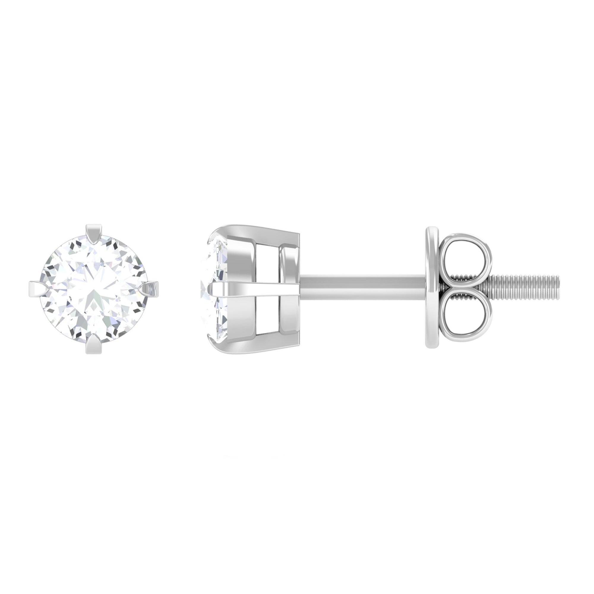 Dainty Diamond Solitaire Stud Earrings Natural - ( HI-SI ) - Rosec Jewels