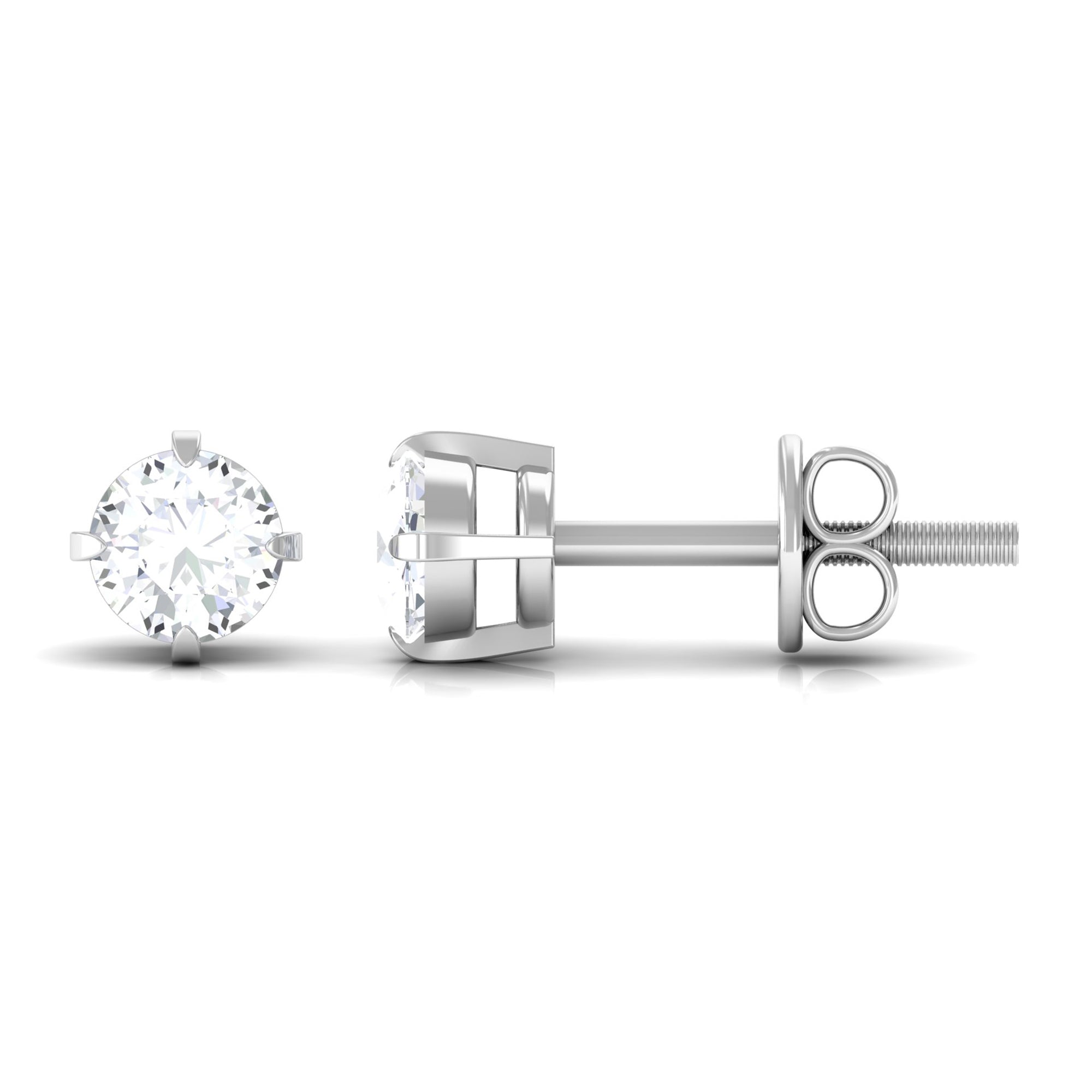 Dainty Diamond Solitaire Stud Earrings Natural - ( HI-SI ) - Rosec Jewels