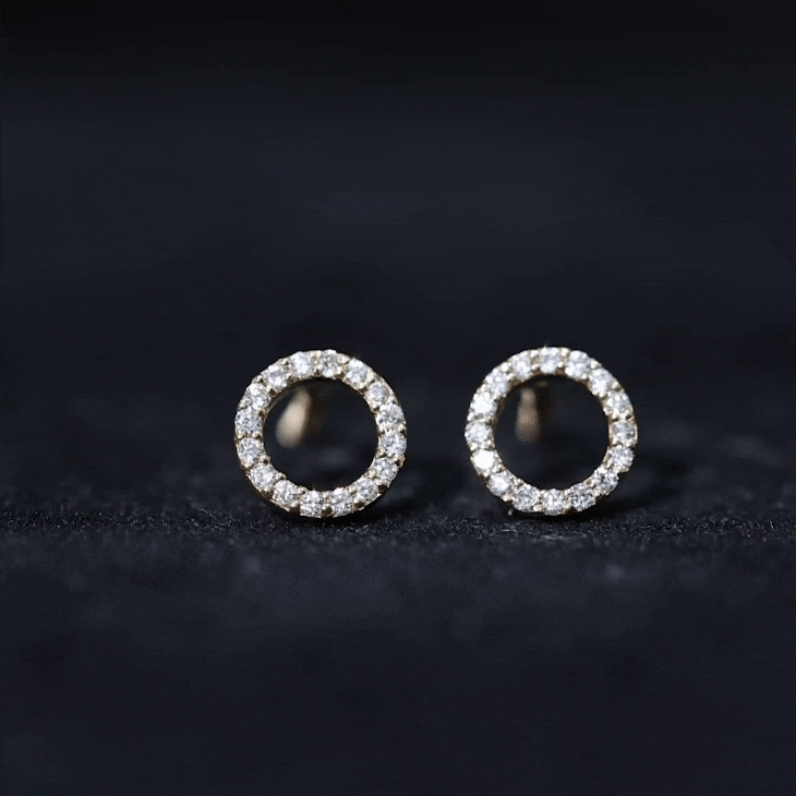 Round Cut Moissanite Eternity Stud Earrings with Screw Back D-VS1 - Rosec Jewels
