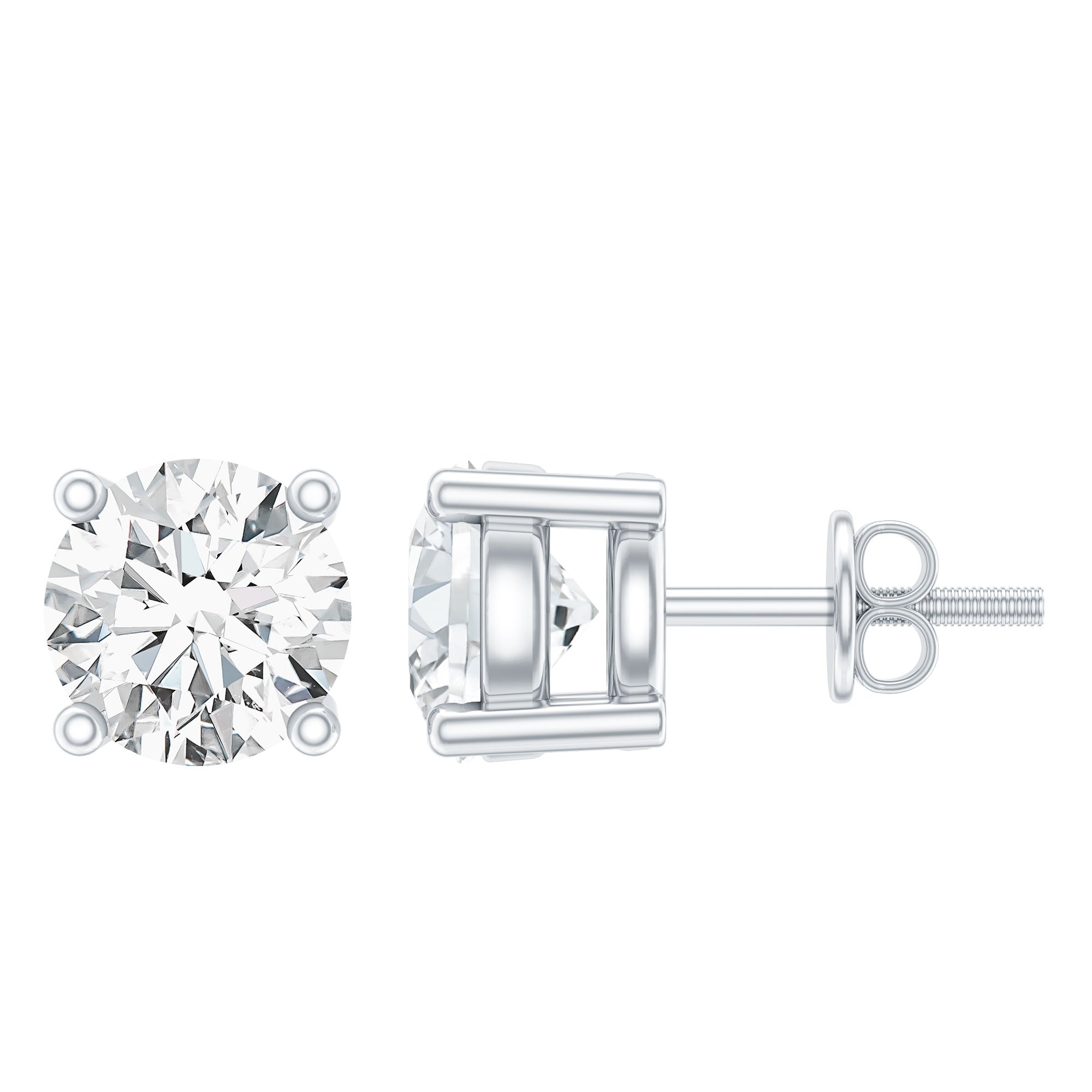 Round Moissanite Solitaire Stud Earrings in Prong Setting