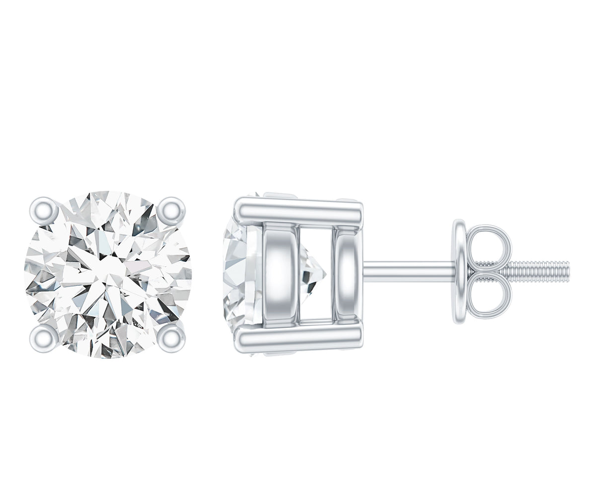 Sterling Silver Moissanite Half Carat Stud Earring D-VS1 92.5 Sterling Silver - Rosec Jewels