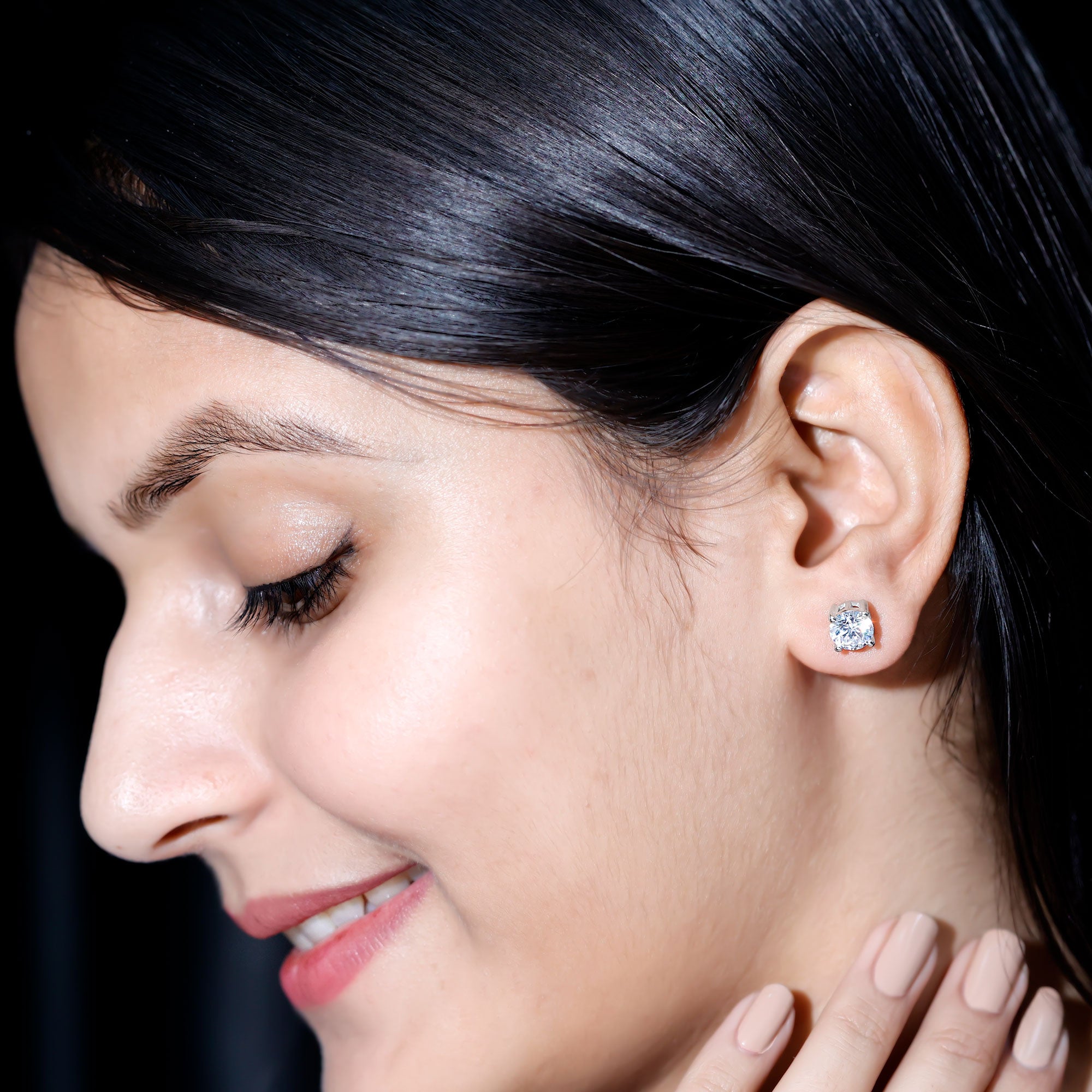 4 Carat Round Cubic Zirconia Stud Earrings in Silver AAAAA 92.5 Sterling Silver - Rosec Jewels