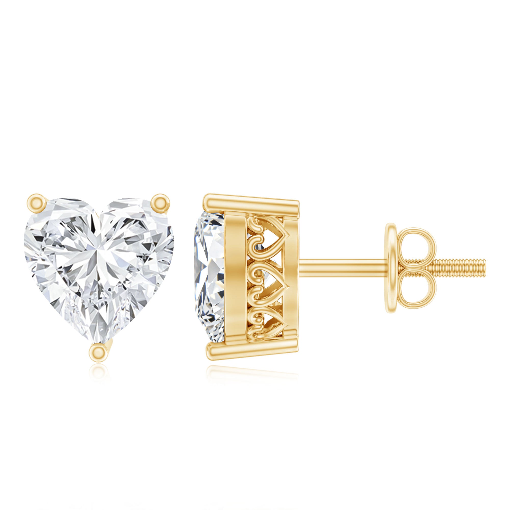 Certified 3 Carat Moissanite Heart Earrings For Women D-VS1 - Rosec Jewels