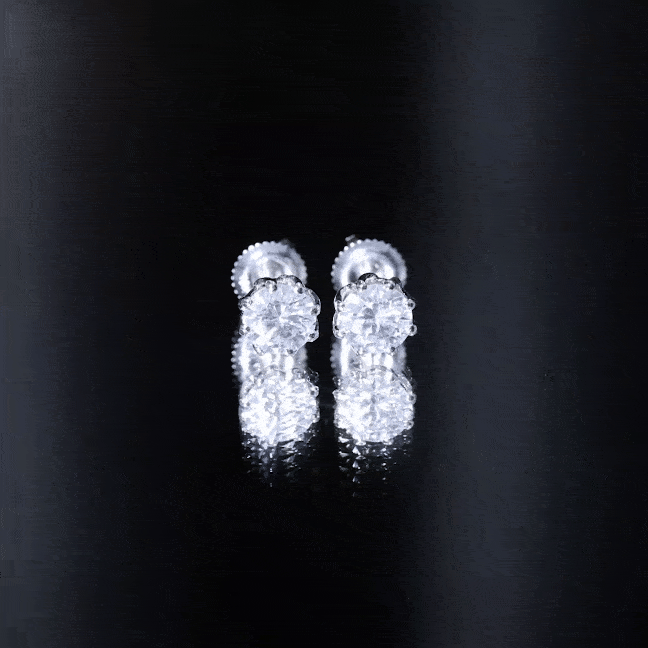 1.9 Carat Round Cut Cubic Zirconia Solitaire Stud Earrings in Silver AAAAA 92.5 Sterling Silver - Rosec Jewels