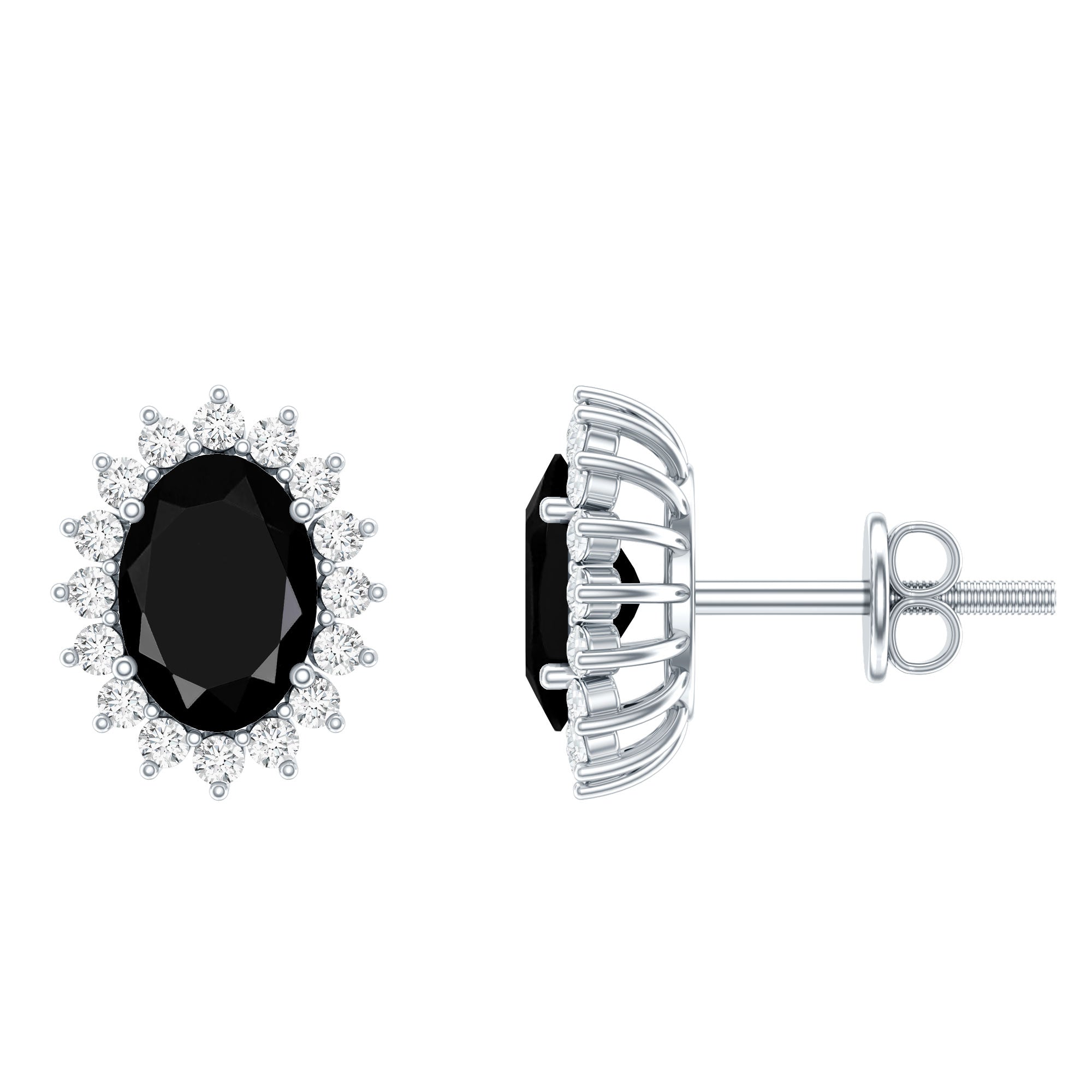 Certified 2.6 Carat Lab Grown Black Diamond Stud Earrings With Screw Back AAAA ( Synthetic ) 92.5 Sterling Silver - Rosec Jewels