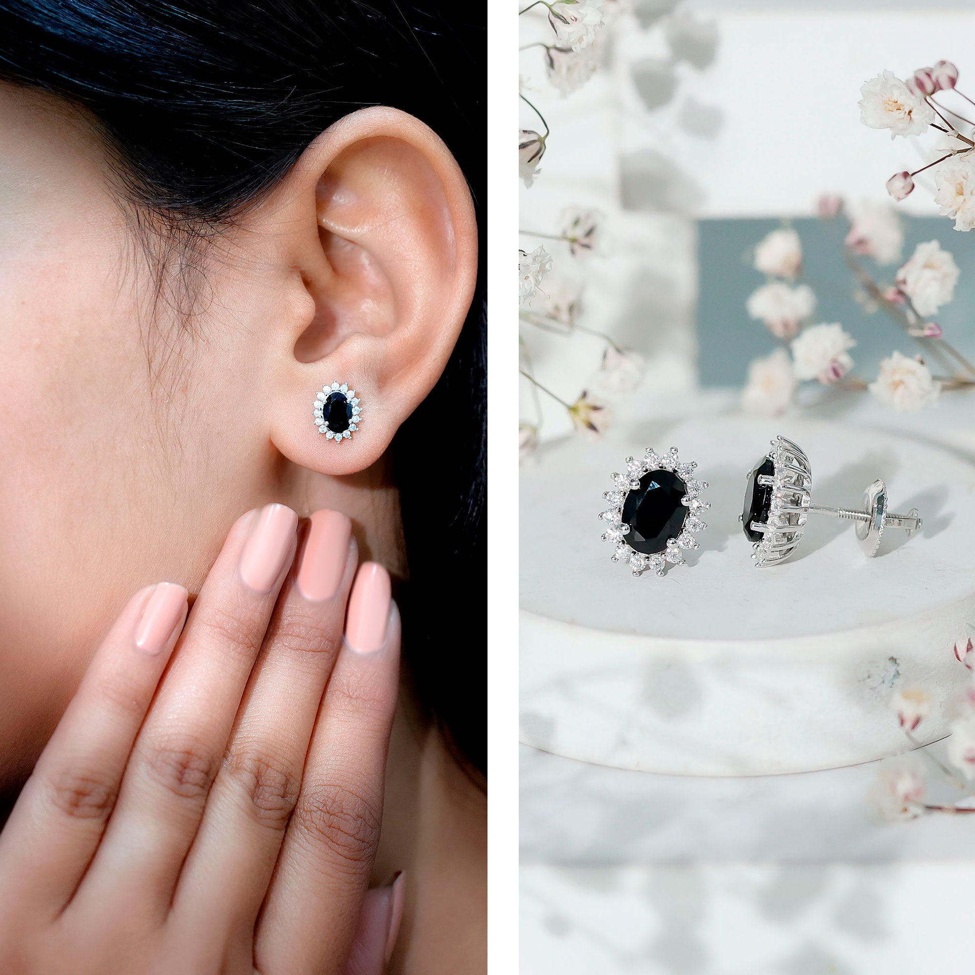Certified 2.6 Carat Lab Grown Black Diamond Stud Earrings With Screw Back AAAA ( Synthetic ) 92.5 Sterling Silver - Rosec Jewels