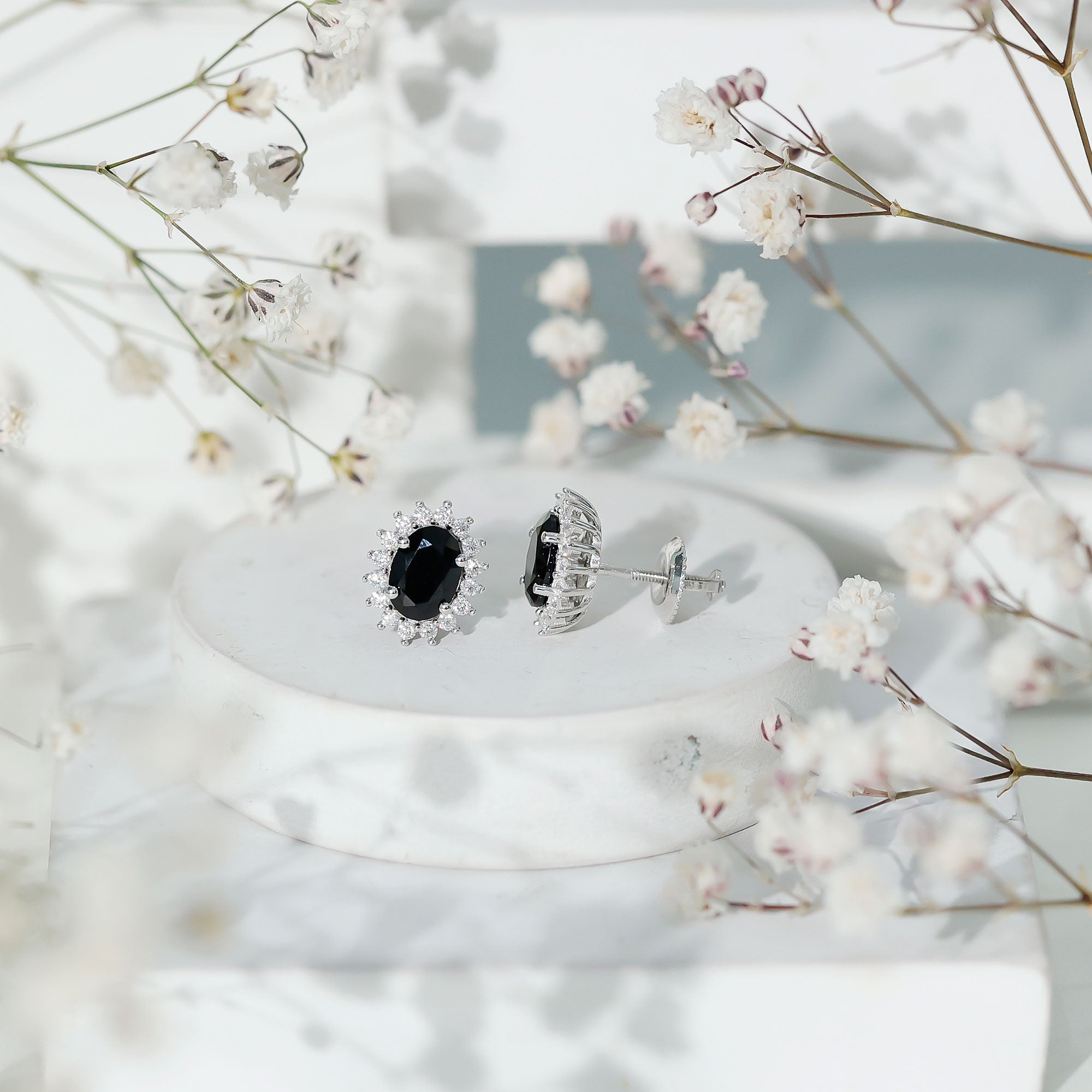 Certified 2.6 Carat Lab Grown Black Diamond Stud Earrings With Screw Back AAAA ( Synthetic ) 92.5 Sterling Silver - Rosec Jewels