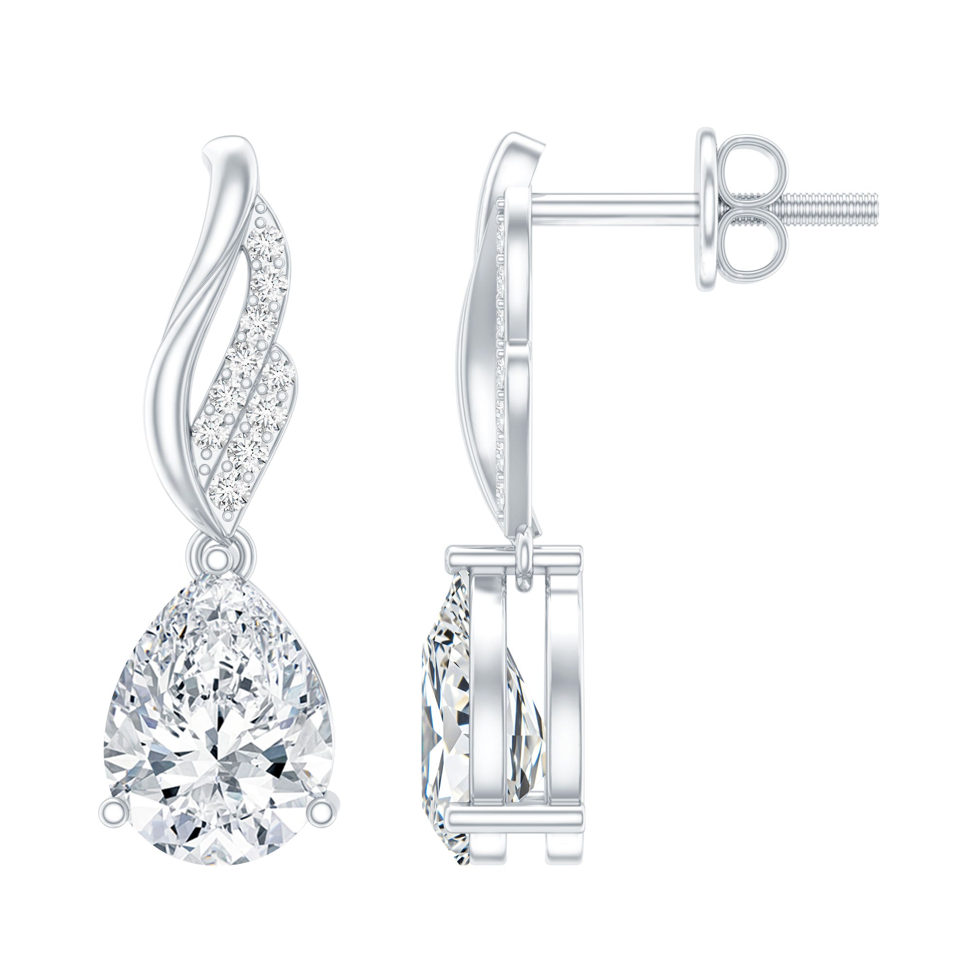 Certified 2.6 Carat Moissanite Teardrop Earrings for Wedding D-VS1 92.5 Sterling Silver - Rosec Jewels