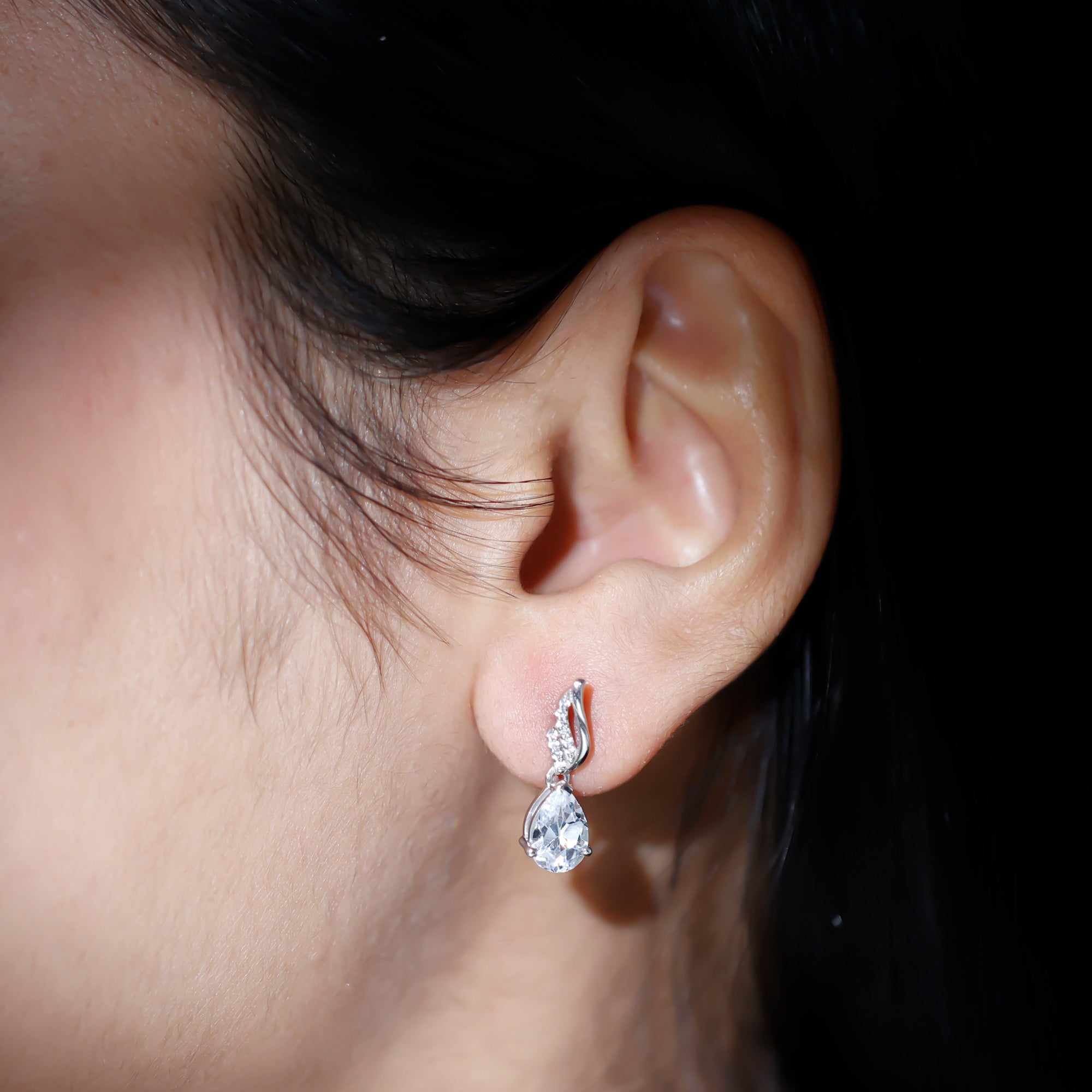 Certified 2.6 Carat Moissanite Teardrop Earrings for Wedding D-VS1 92.5 Sterling Silver - Rosec Jewels