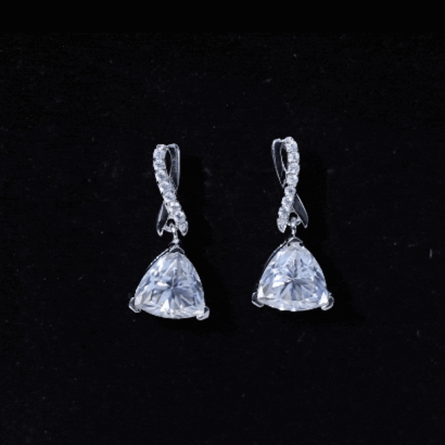 Certified 3 Carat Trilliant Cut Moissanite Infinity Drop Earrings D-VS1 92.5 Sterling Silver - Rosec Jewels
