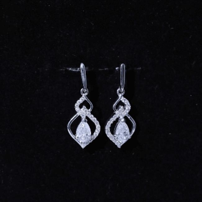 Certified 1 Carat Pear Shaped Moissanite Dangle Earrings for Wedding D-VS1 92.5 Sterling Silver - Rosec Jewels