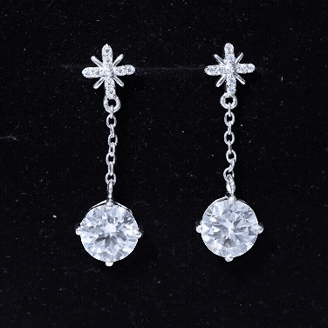 Floral Inspired 4.2 Carat Moissanite Dangling Earrings in Silver D-VS1 92.5 Sterling Silver - Rosec Jewels