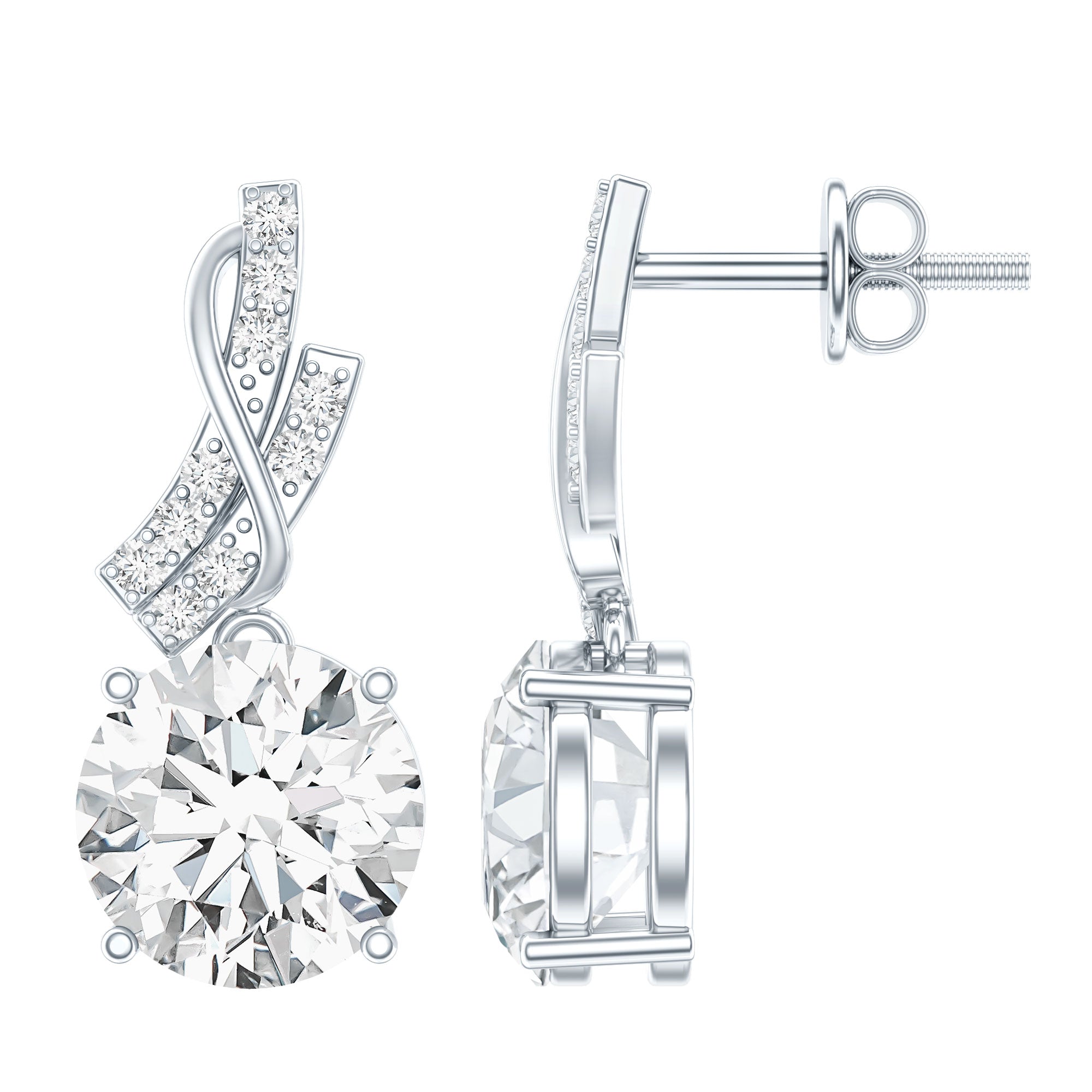 4.2 CT Certified Moissanite Designer Drop Earrings in Silver D-VS1 92.5 Sterling Silver - Rosec Jewels