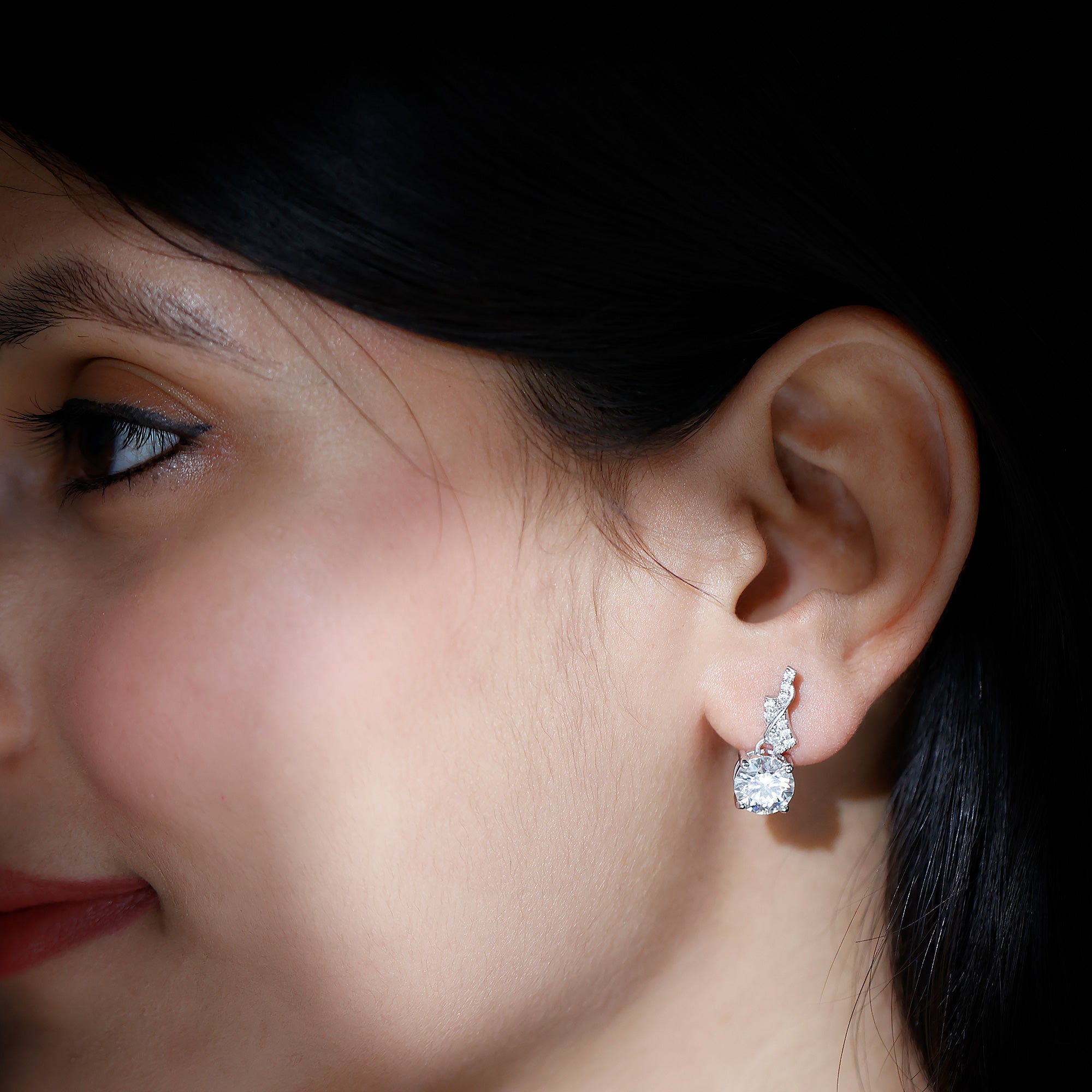 4.2 CT Certified Moissanite Designer Drop Earrings in Silver D-VS1 92.5 Sterling Silver - Rosec Jewels