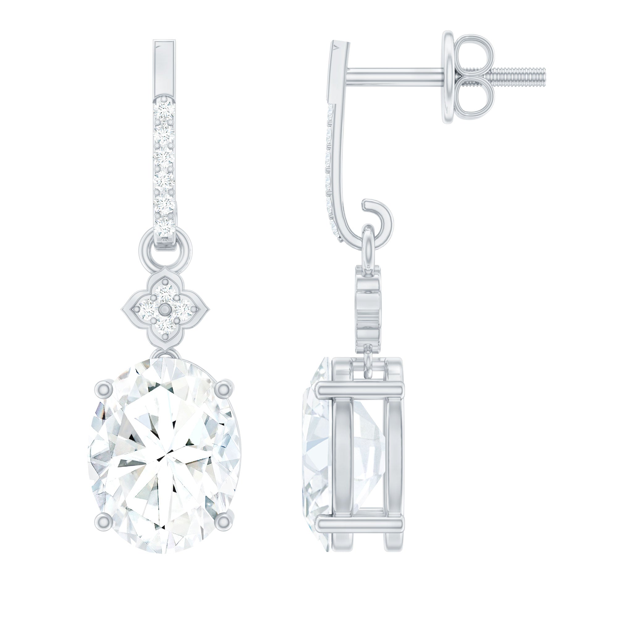 Certified Oval Shaped Moissanite Dangle Drop Earrings for Women
