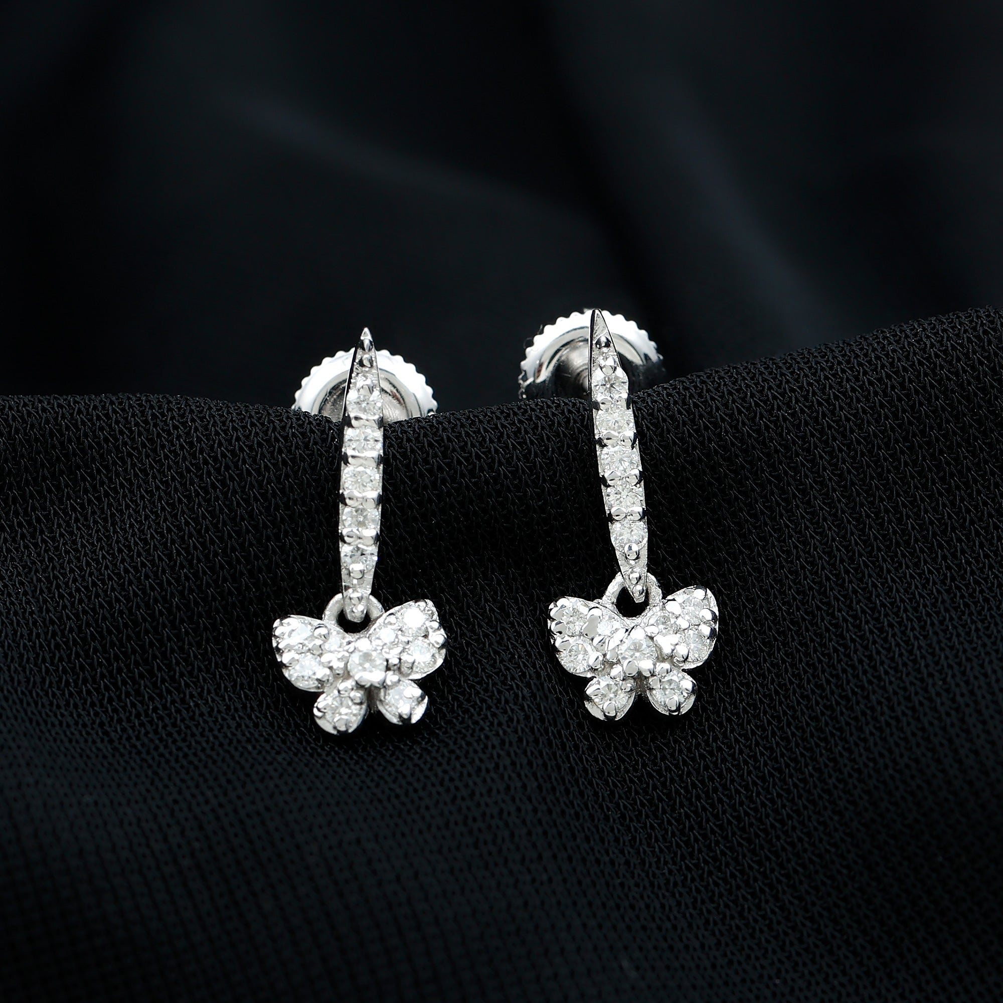 Certified Moissanite Butterfly Drop Earrings for Women D-VS1 92.5 Sterling Silver - Rosec Jewels