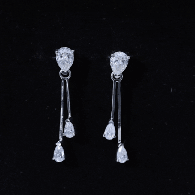 Certified Moissanite Bar Dangle Earrings in Sterling Silver D-VS1 92.5 Sterling Silver - Rosec Jewels