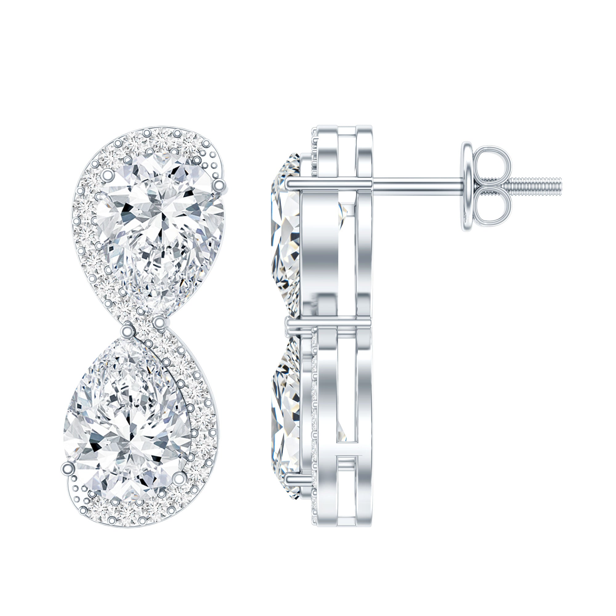5 Carat Designer Moissanite Big Stud Earrings with Certificate D-VS1 92.5 Sterling Silver - Rosec Jewels