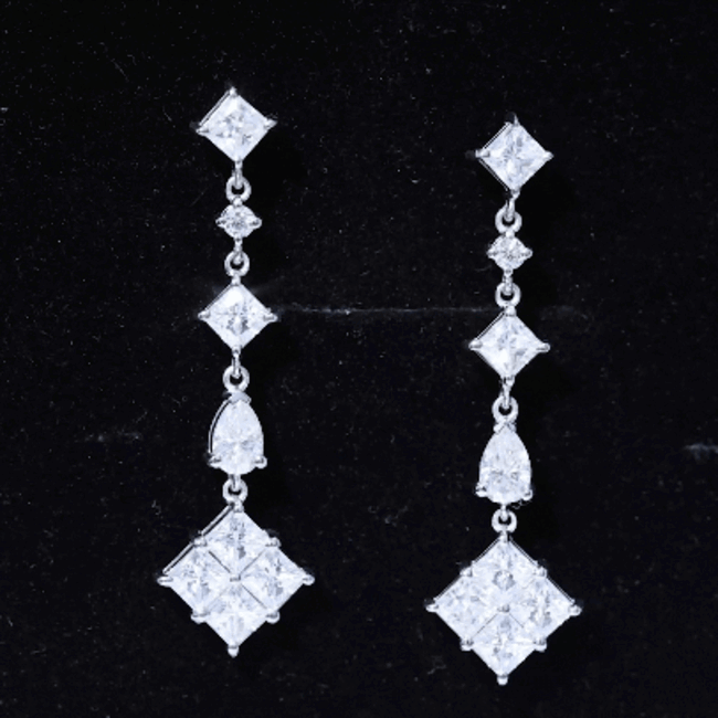 Certified Moissanite Wedding Dangle Earrings for Women D-VS1 92.5 Sterling Silver - Rosec Jewels