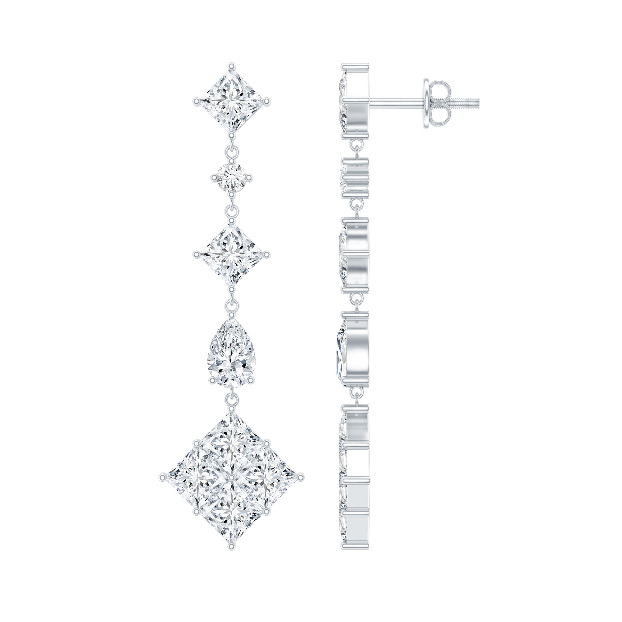 Certified Moissanite Wedding Dangle Earrings for Women D-VS1 92.5 Sterling Silver - Rosec Jewels