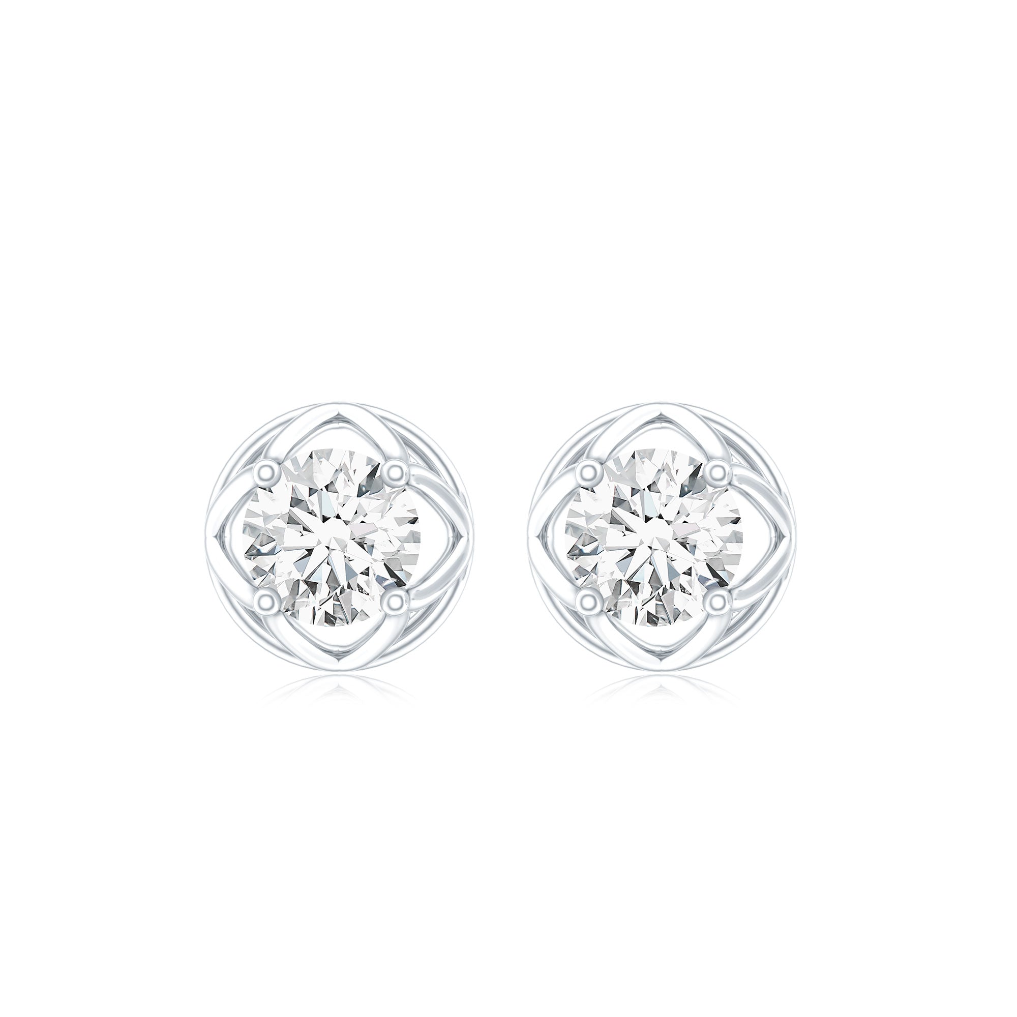 Round Diamond Solitaire Stud Earrings with Screw Back Lab - ( EF-VS ) - Rosec Jewels
