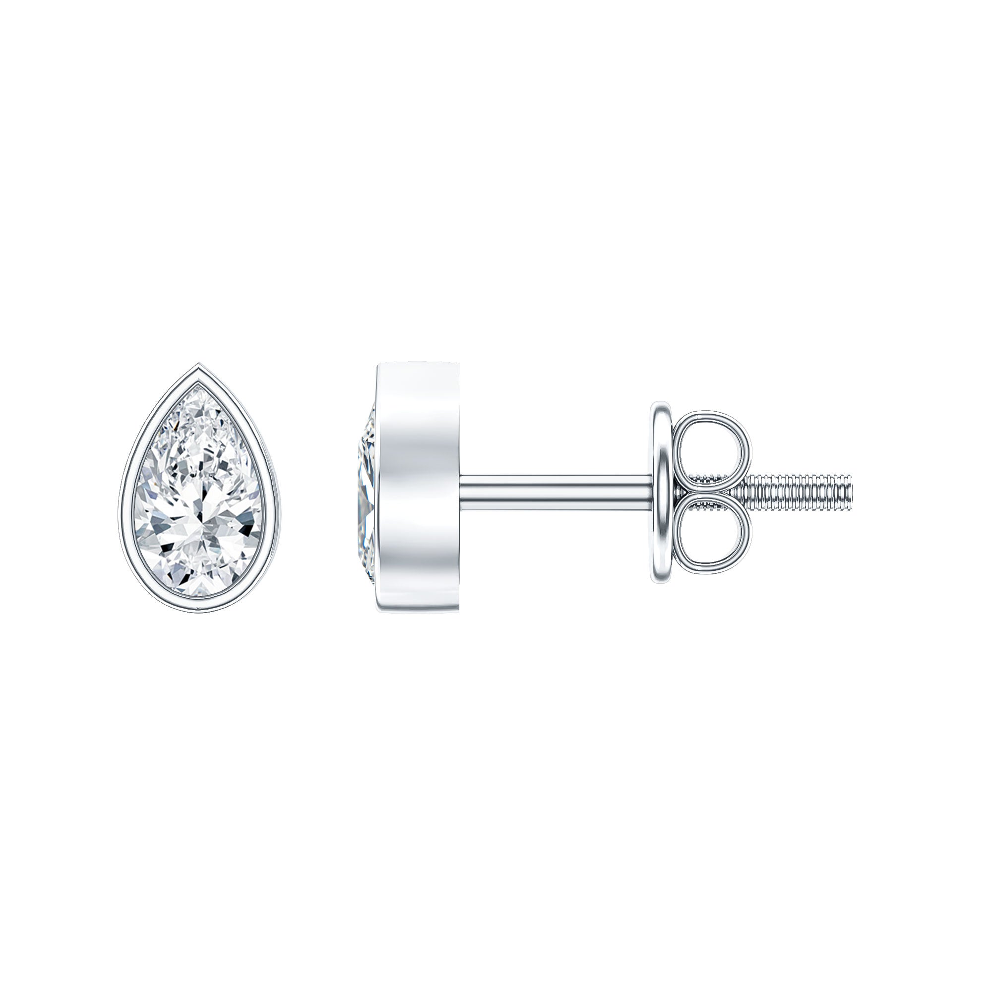 Bezel Set Diamond Tiny Stud Earrings Lab - ( EF-VS ) - Rosec Jewels