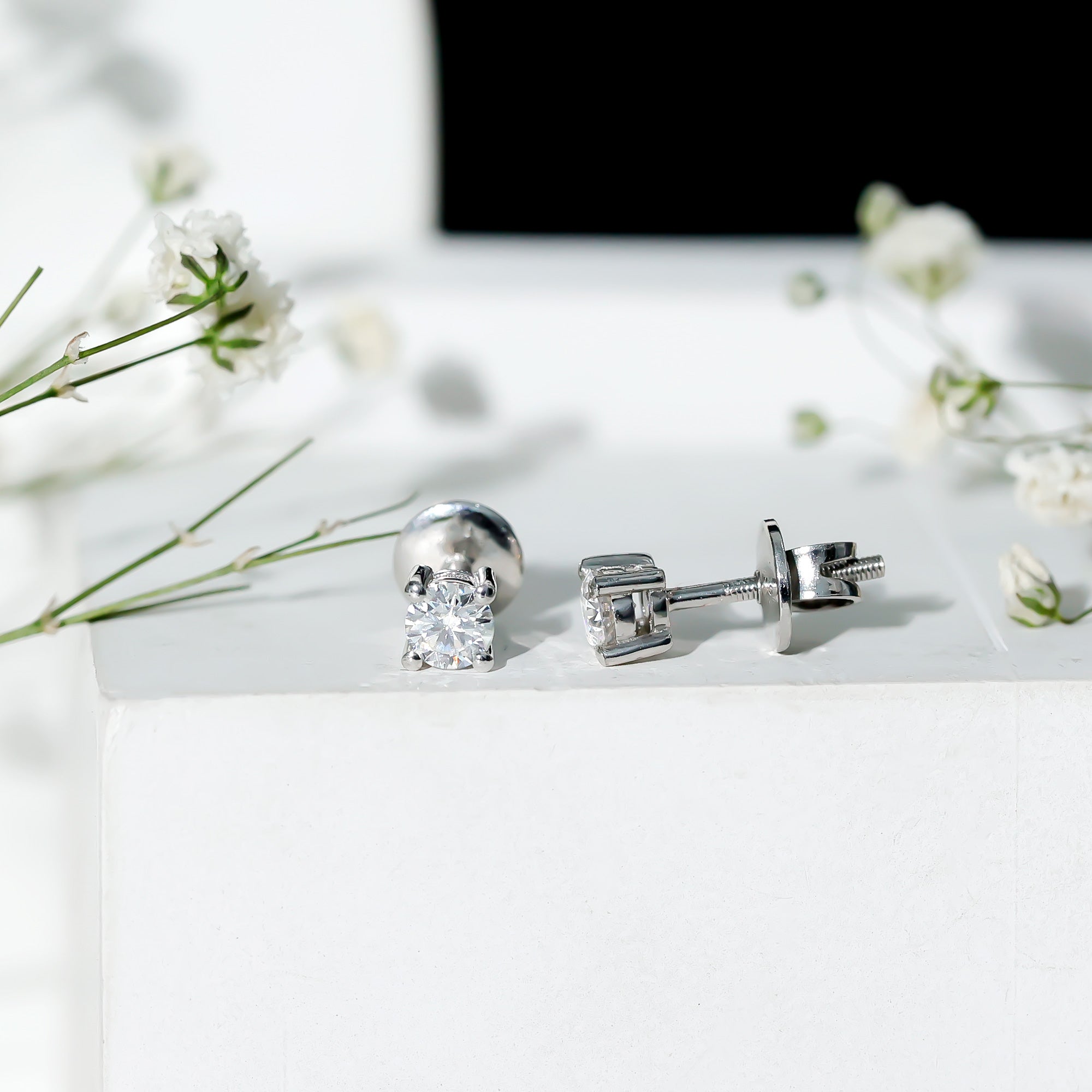 Brilliant Cut Diamond Stud Earrings in Prong Setting Lab - ( EF-VS ) - Rosec Jewels