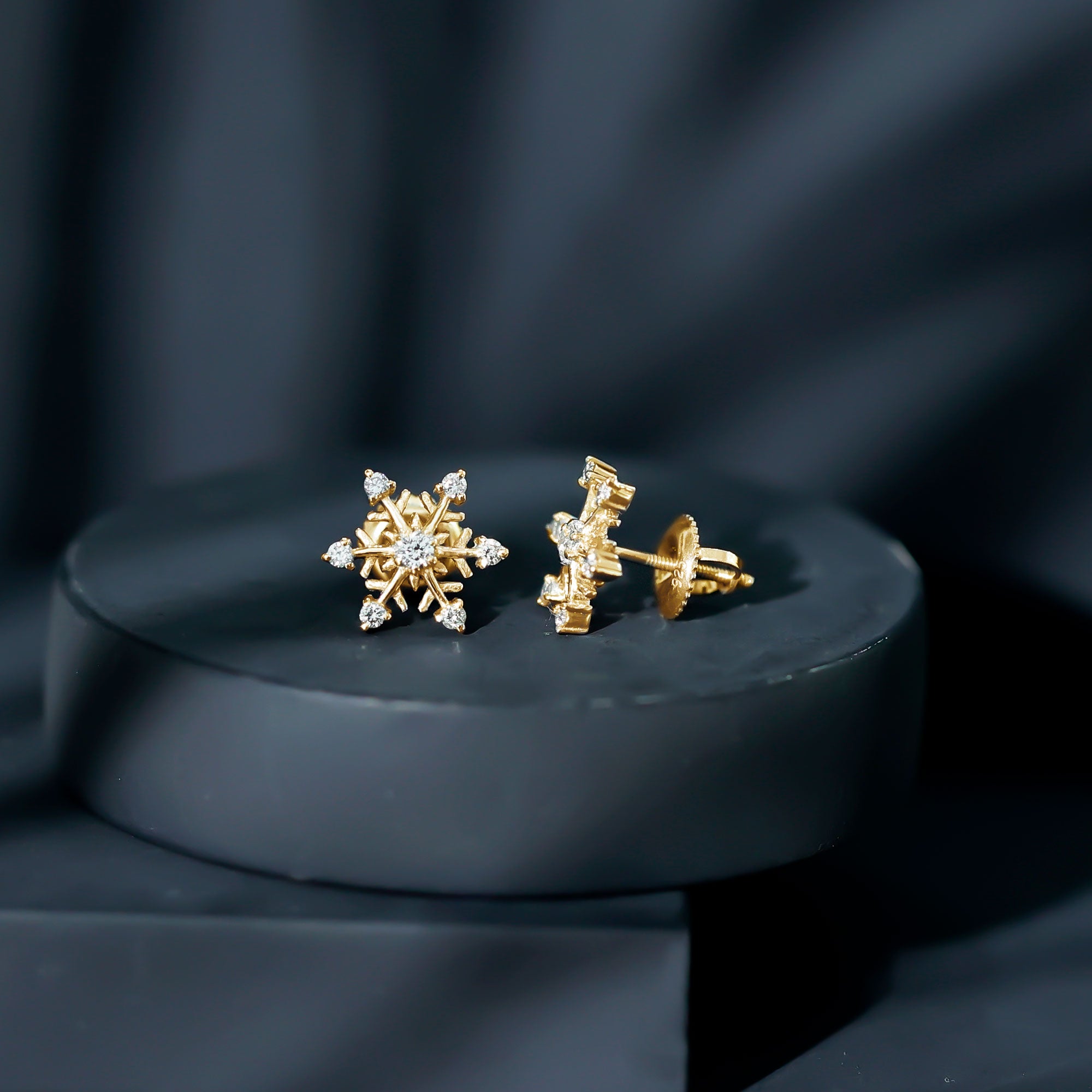 Diamond Snowflake Christmas Earrings Lab - ( EF-VS ) - Rosec Jewels