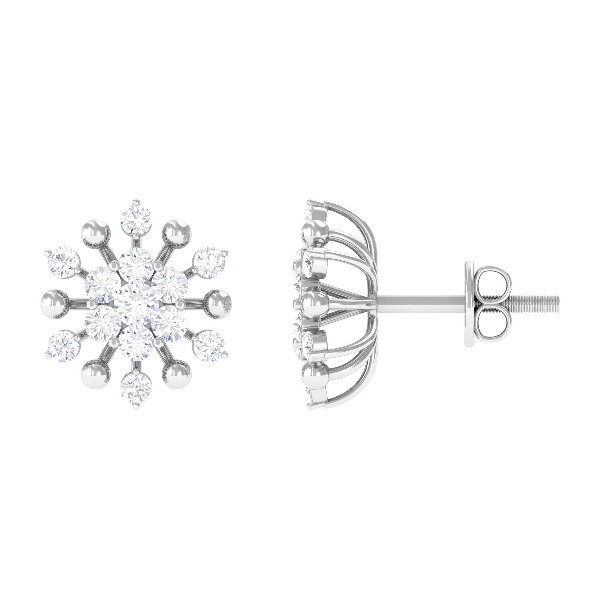 Diamond Cluster Stud Earrings Lab - ( EF-VS ) - Rosec Jewels