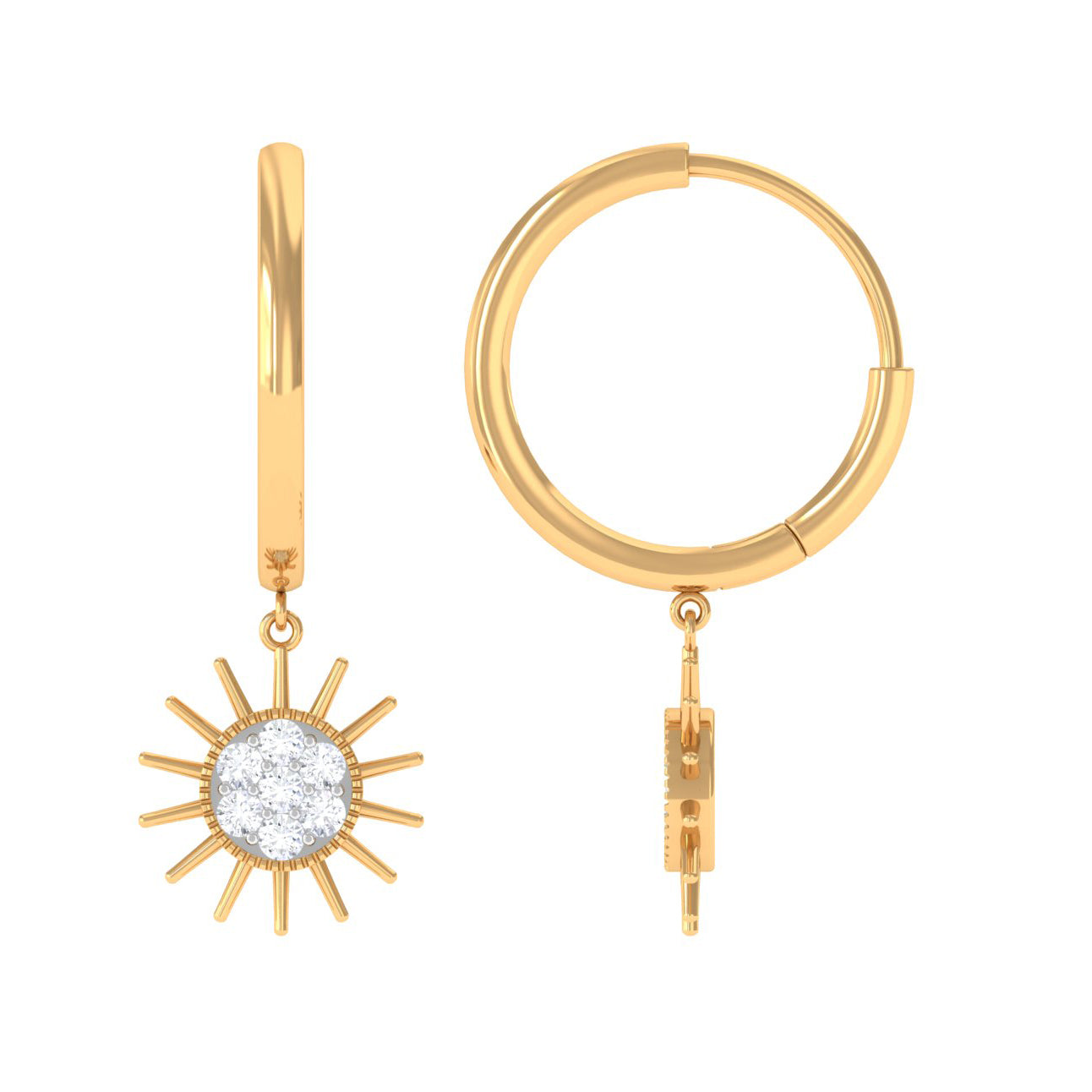 Rosec Jewels-1/2 CT Sunburst Dangle Earrings with Diamond Cluster
