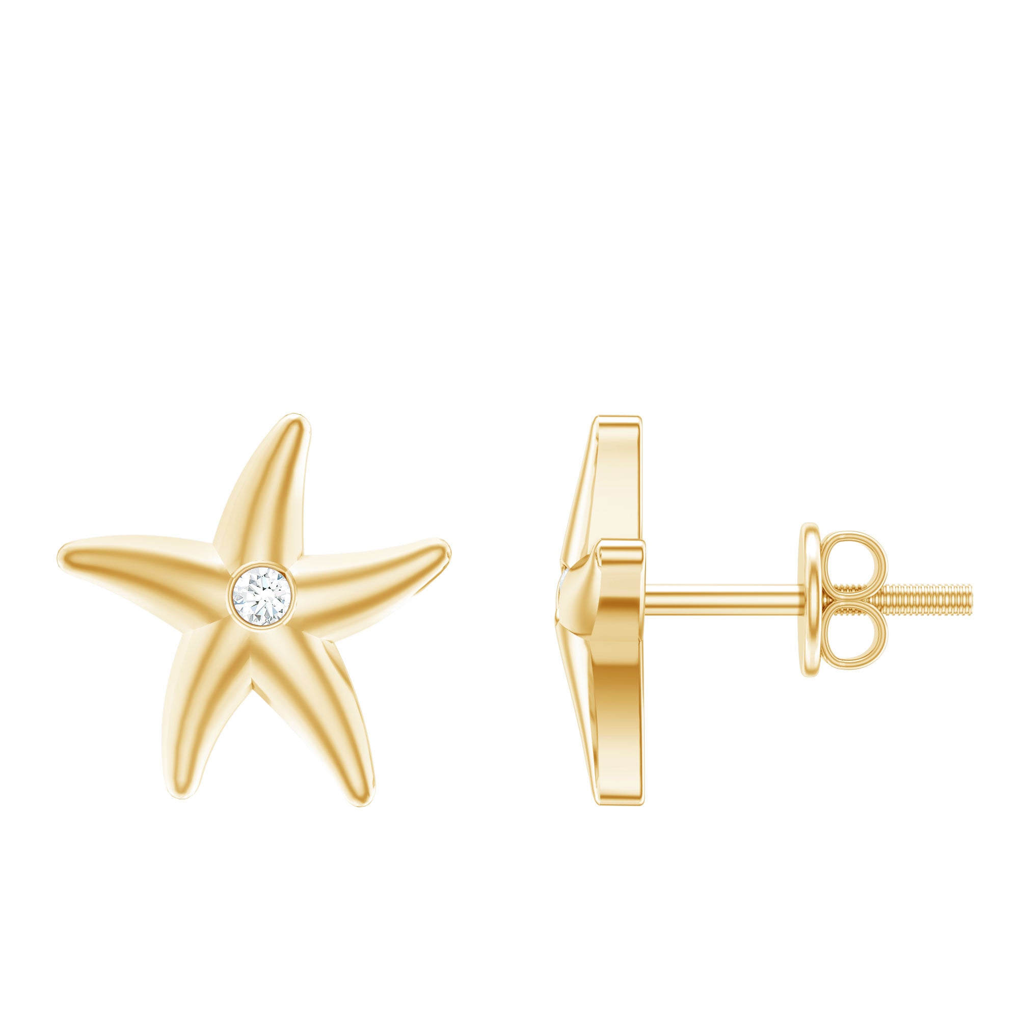 Diamond Starfish Stud Earrings for Women Lab - ( EF-VS ) - Rosec Jewels