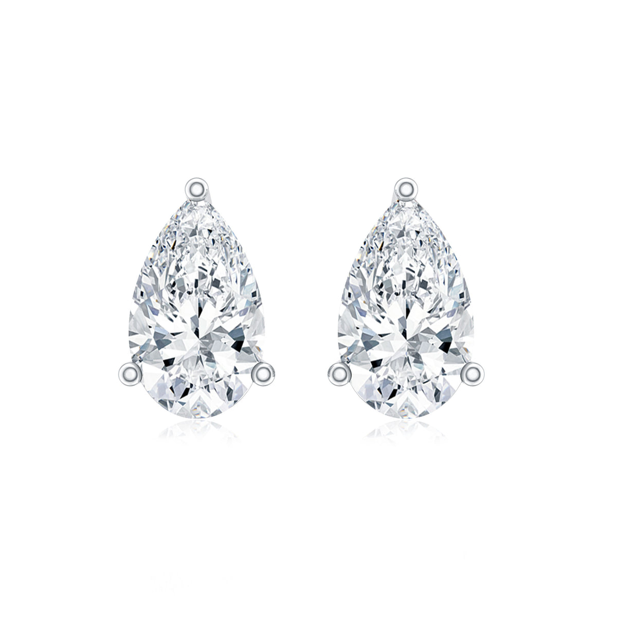 Pear Cut Diamond Solitaire Stud Earrings Lab - ( EF-VS ) - Rosec Jewels