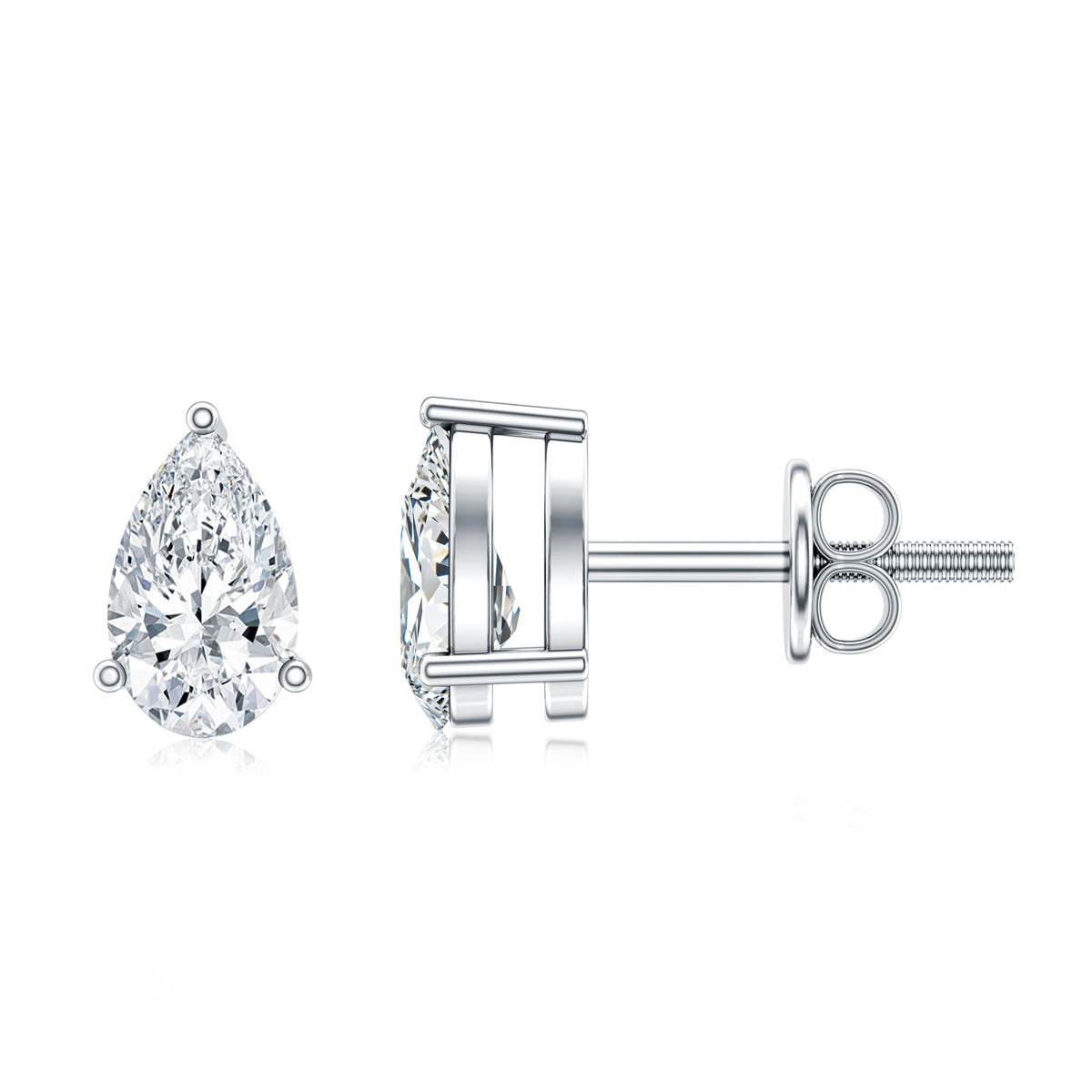 Pear Cut Diamond Solitaire Stud Earrings Lab - ( EF-VS ) - Rosec Jewels