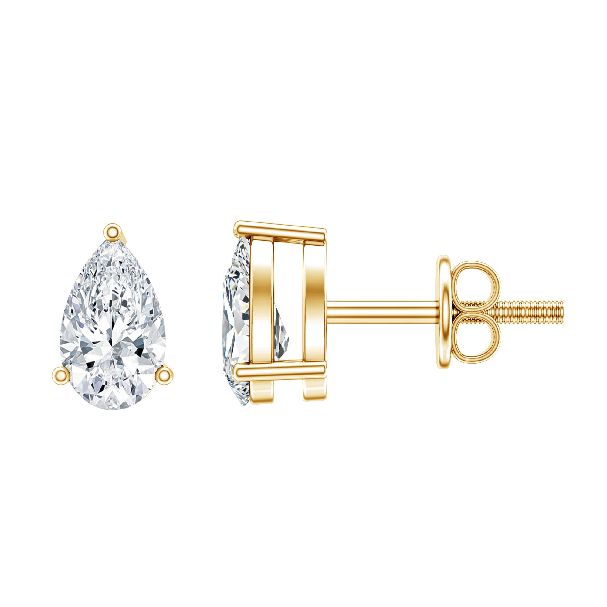 Pear Cut Diamond Solitaire Stud Earrings Lab - ( EF-VS ) - Rosec Jewels