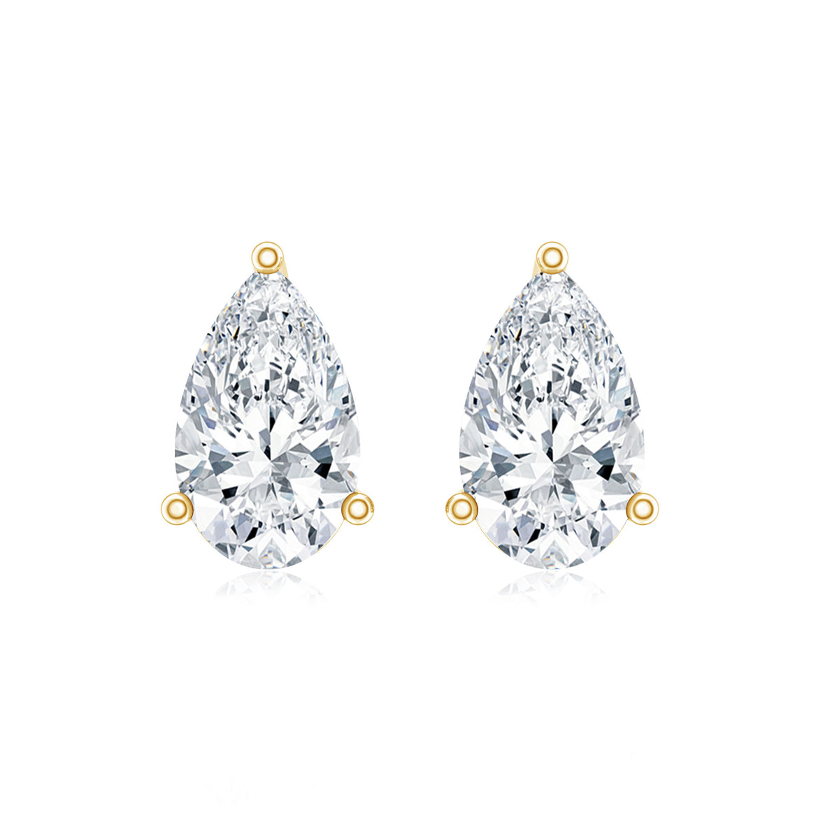 Pear Cut Diamond Solitaire Stud Earrings Lab - ( EF-VS ) - Rosec Jewels