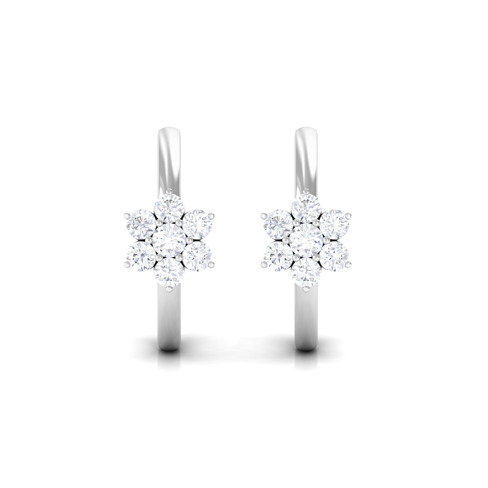 Rosec Jewels-Floral Hoop Earrings with Diamond