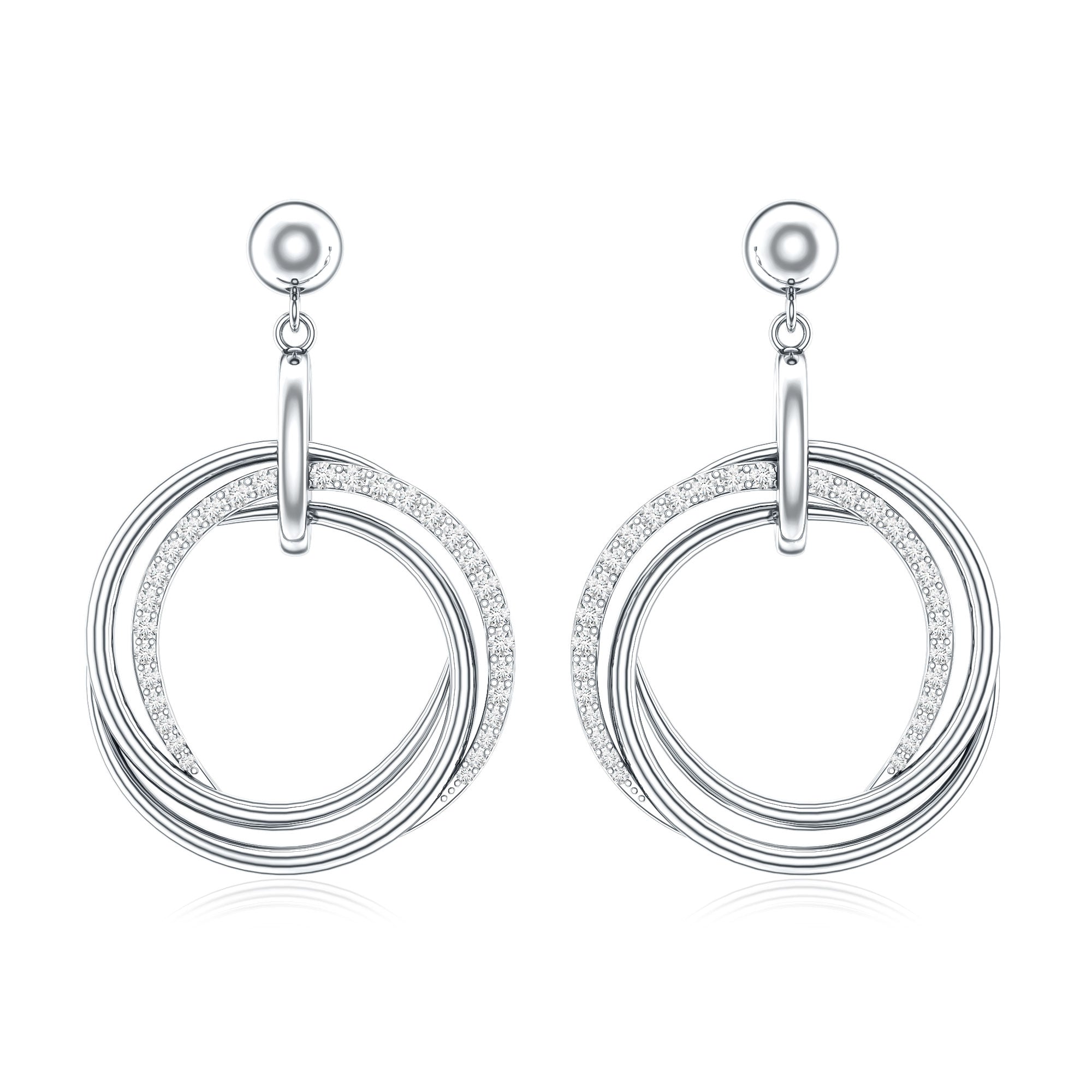 Round Cut Diamond Drop Earring with Screw Back Closure Lab - ( EF-VS ) - Rosec Jewels