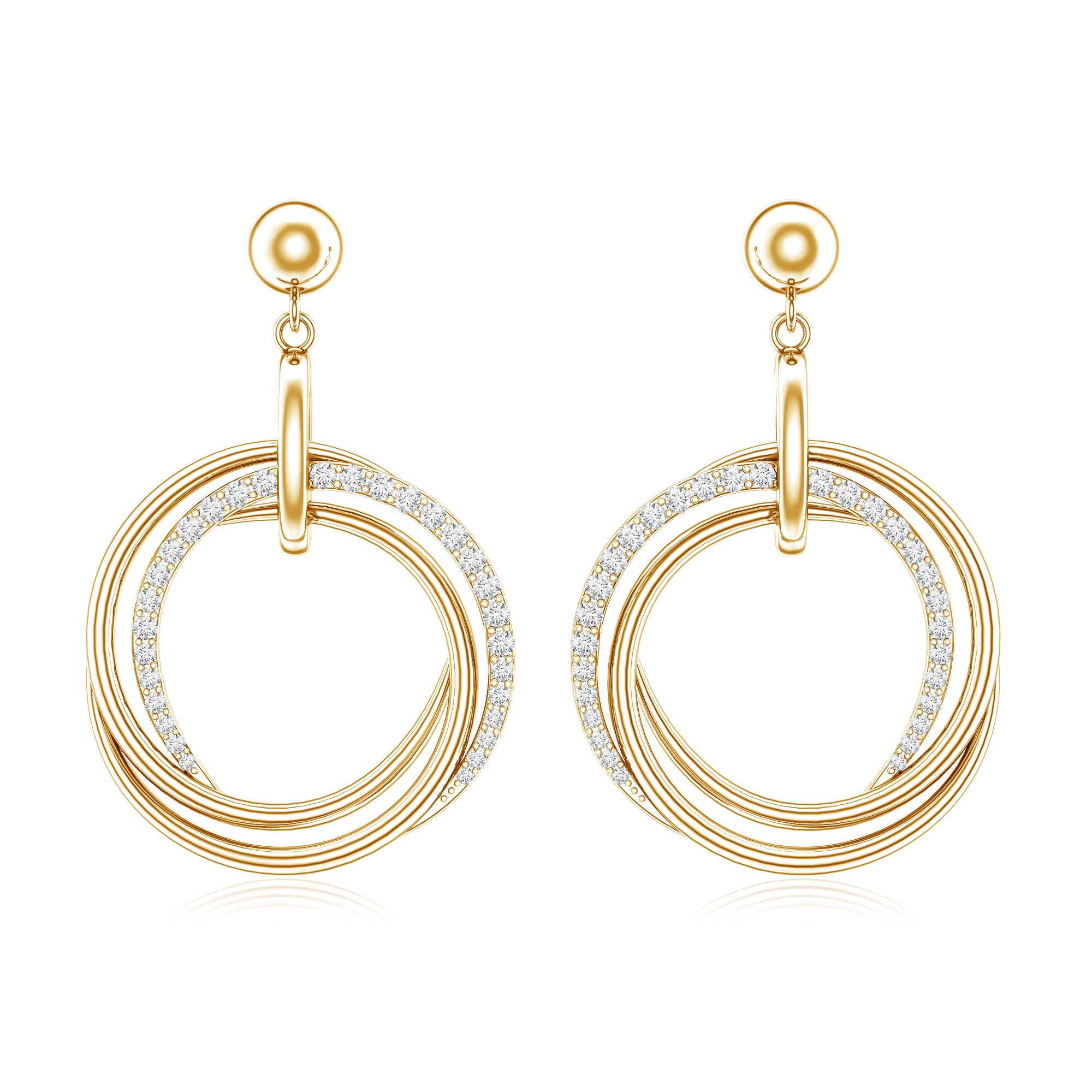 Round Cut Diamond Drop Earring with Screw Back Closure Lab - ( EF-VS ) - Rosec Jewels