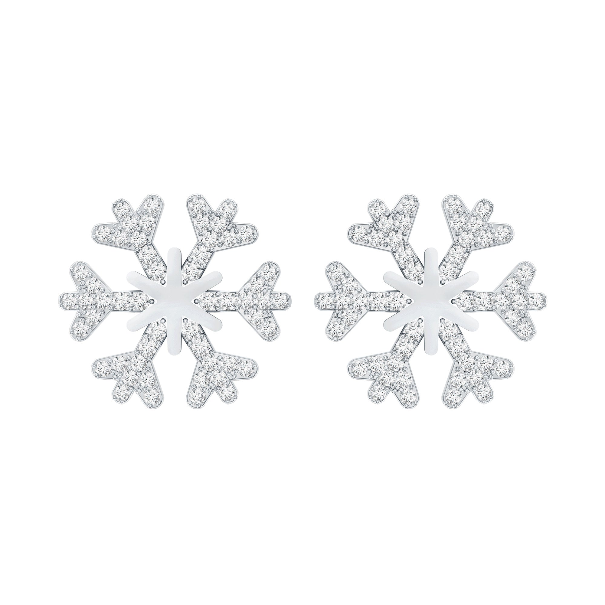 Natural Diamond Snowflake Earrings with Screw Back Lab - ( EF-VS ) - Rosec Jewels
