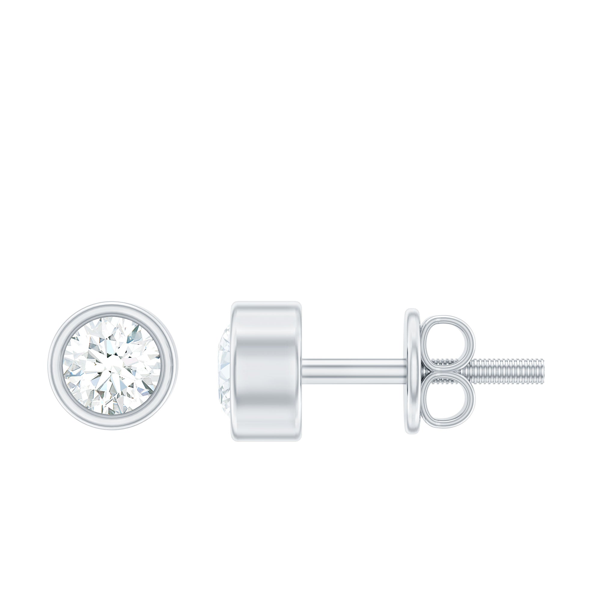 Minimalistic Bezel Set Diamond Stud Earrings Lab - ( EF-VS ) - Rosec Jewels