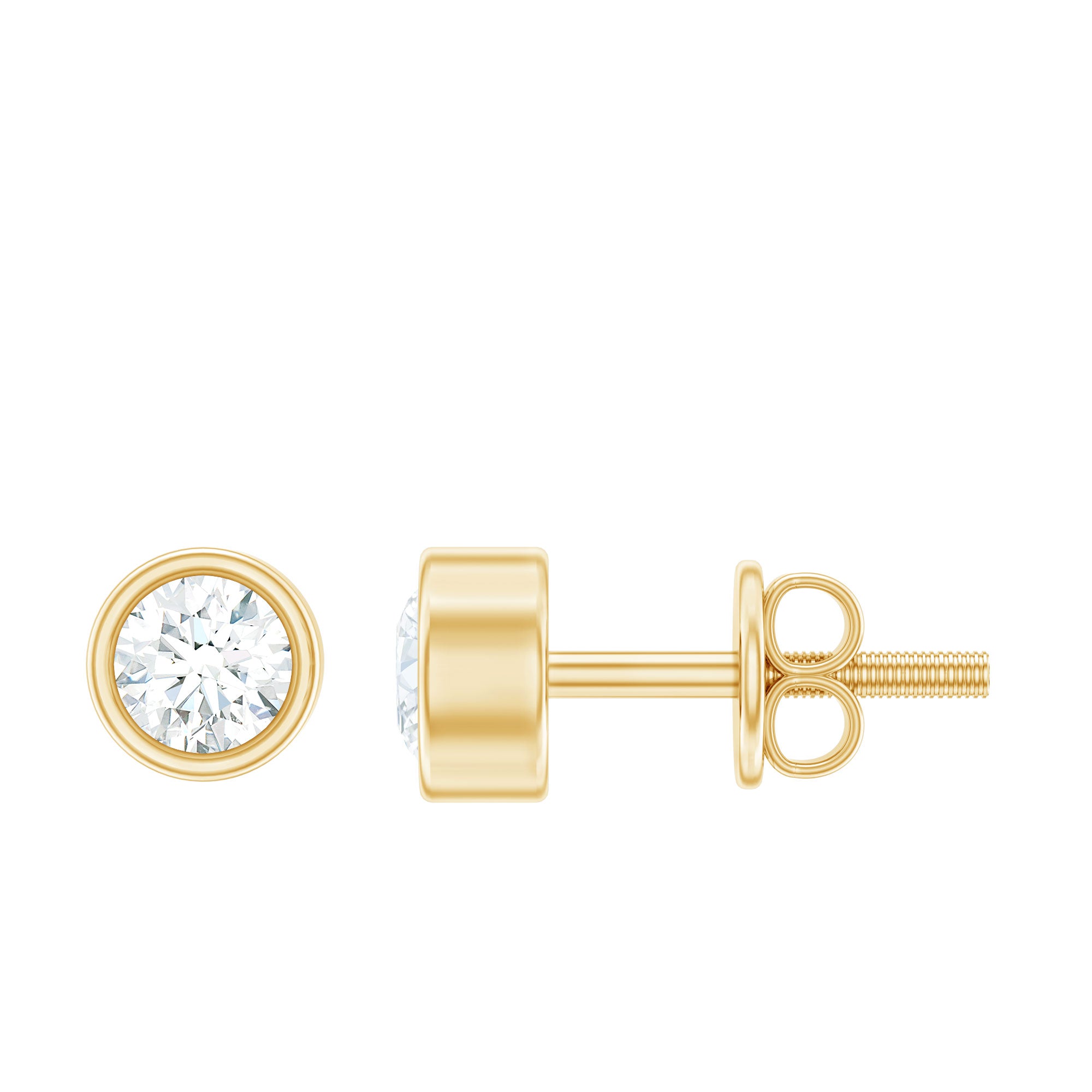 Minimalistic Bezel Set Diamond Stud Earrings Lab - ( EF-VS ) - Rosec Jewels