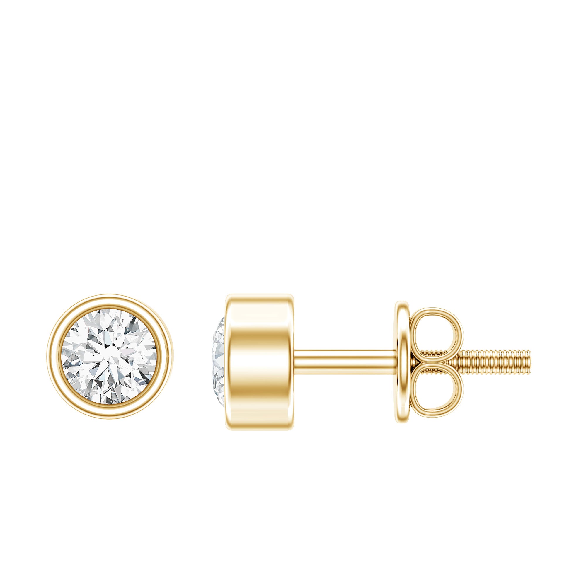 Minimalistic Bezel Set Diamond Stud Earrings Lab - ( EF-VS ) - Rosec Jewels